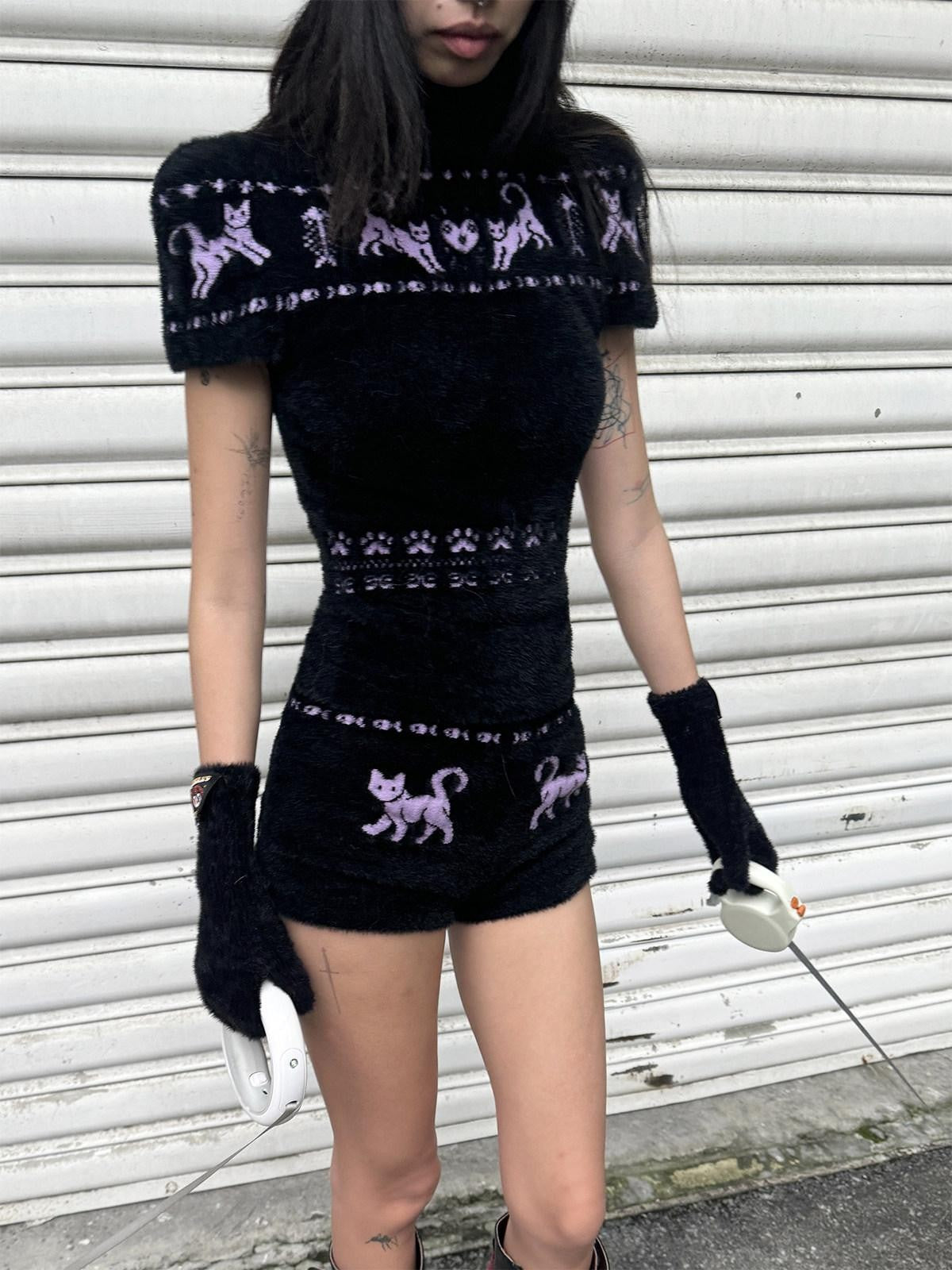 QUORRA S CHORD Fuzzy Knitted Touchscreen Full Finger Warm Women&
