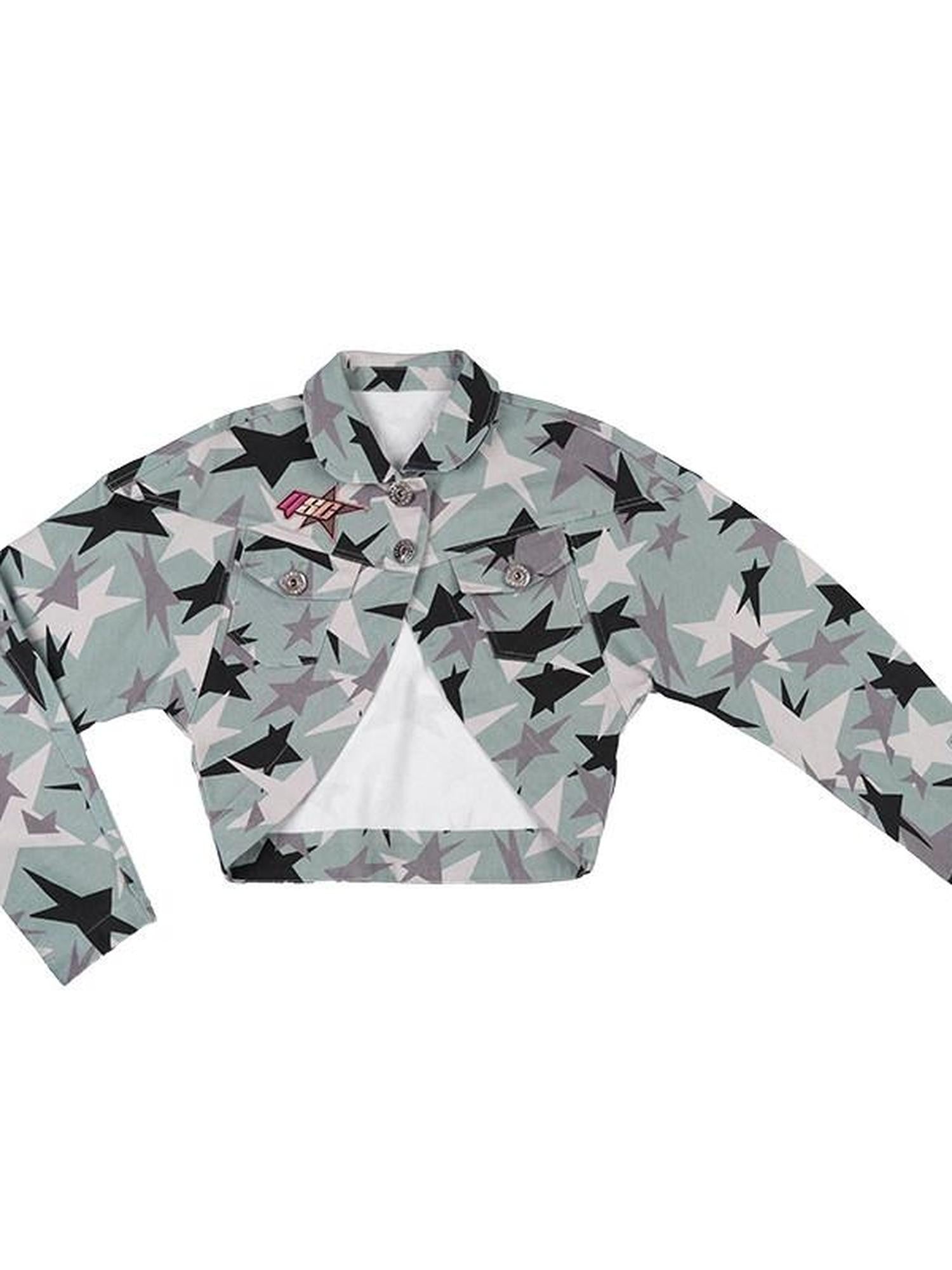 QUORRA S CHORD Green Camouflage Star Print High Waist Women&