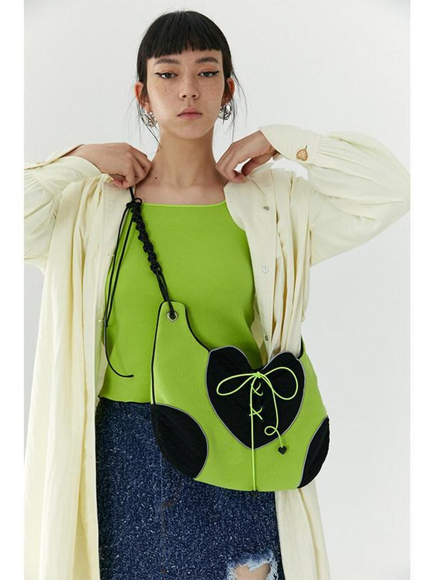 QUORRA S CHORD Heart Knit Patchwork Handmade Reflective Women&