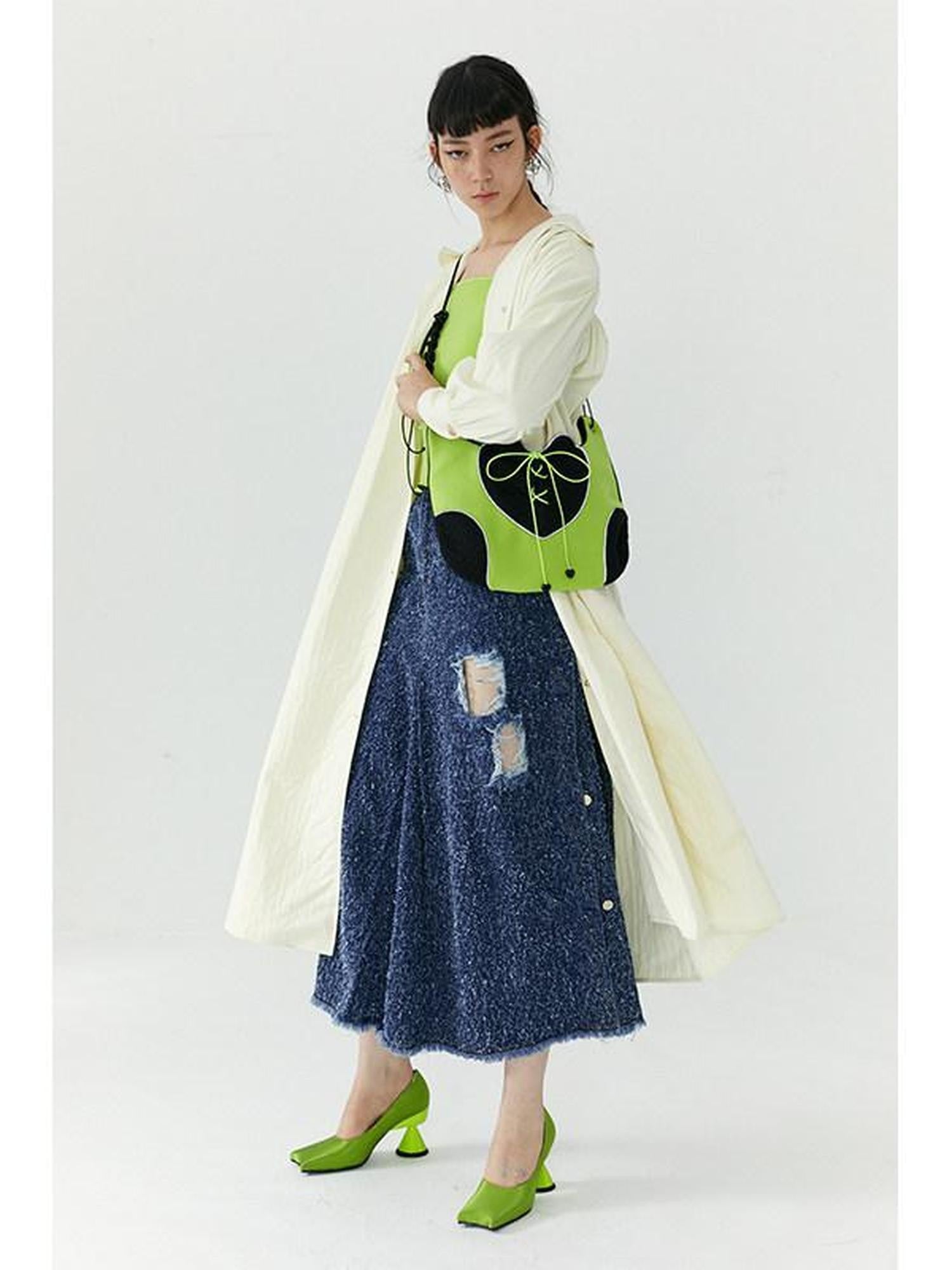 QUORRA S CHORD Heart Knit Patchwork Handmade Reflective Women&