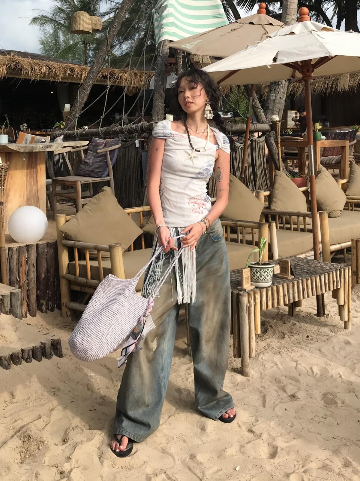 QUORRA S CHORD Loose Distressed Ripped Floor Length Stirrup Women&