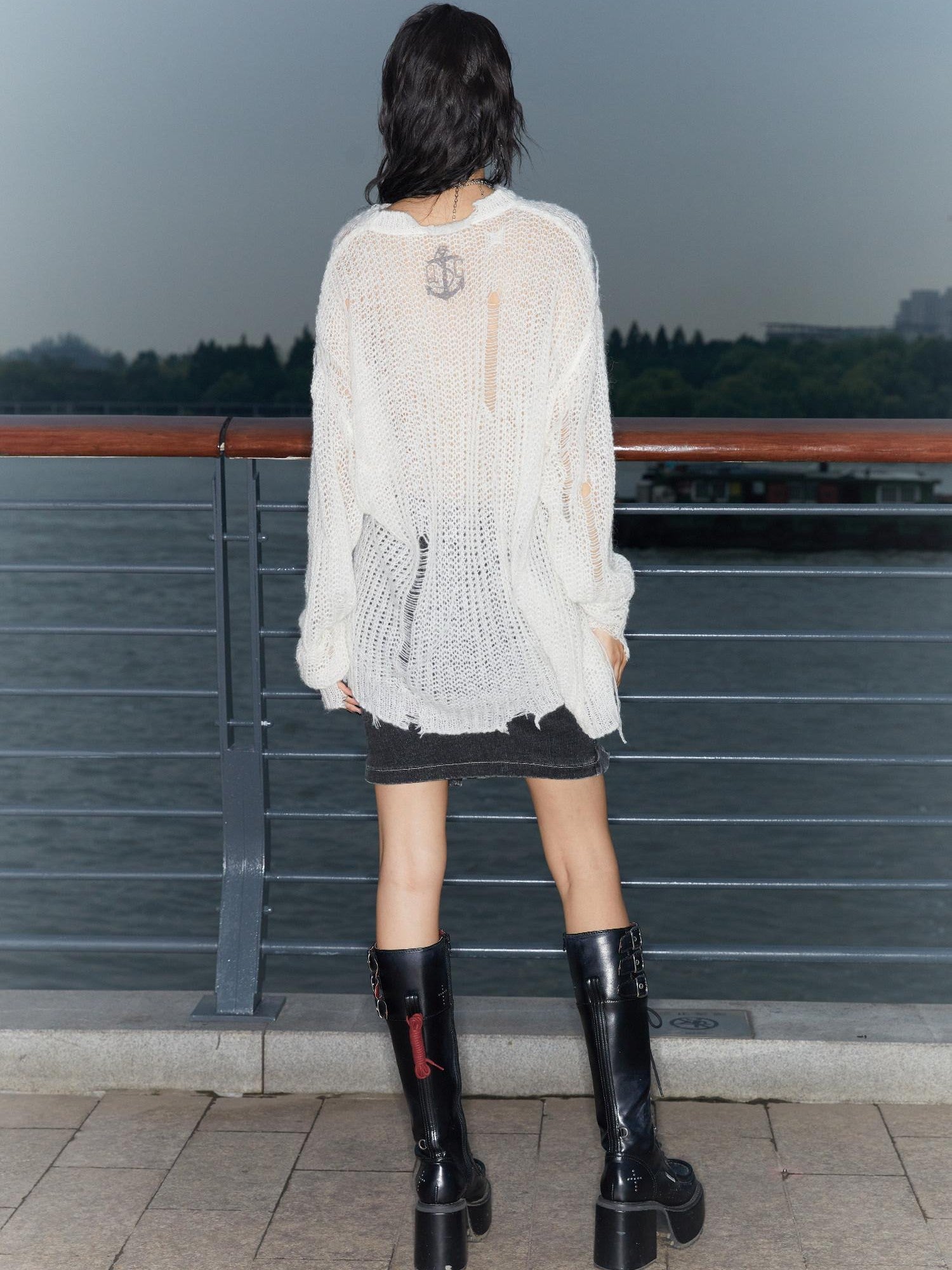 QUORRA S CHORD Mermaid Punk Oversized Distressed Printed Women&