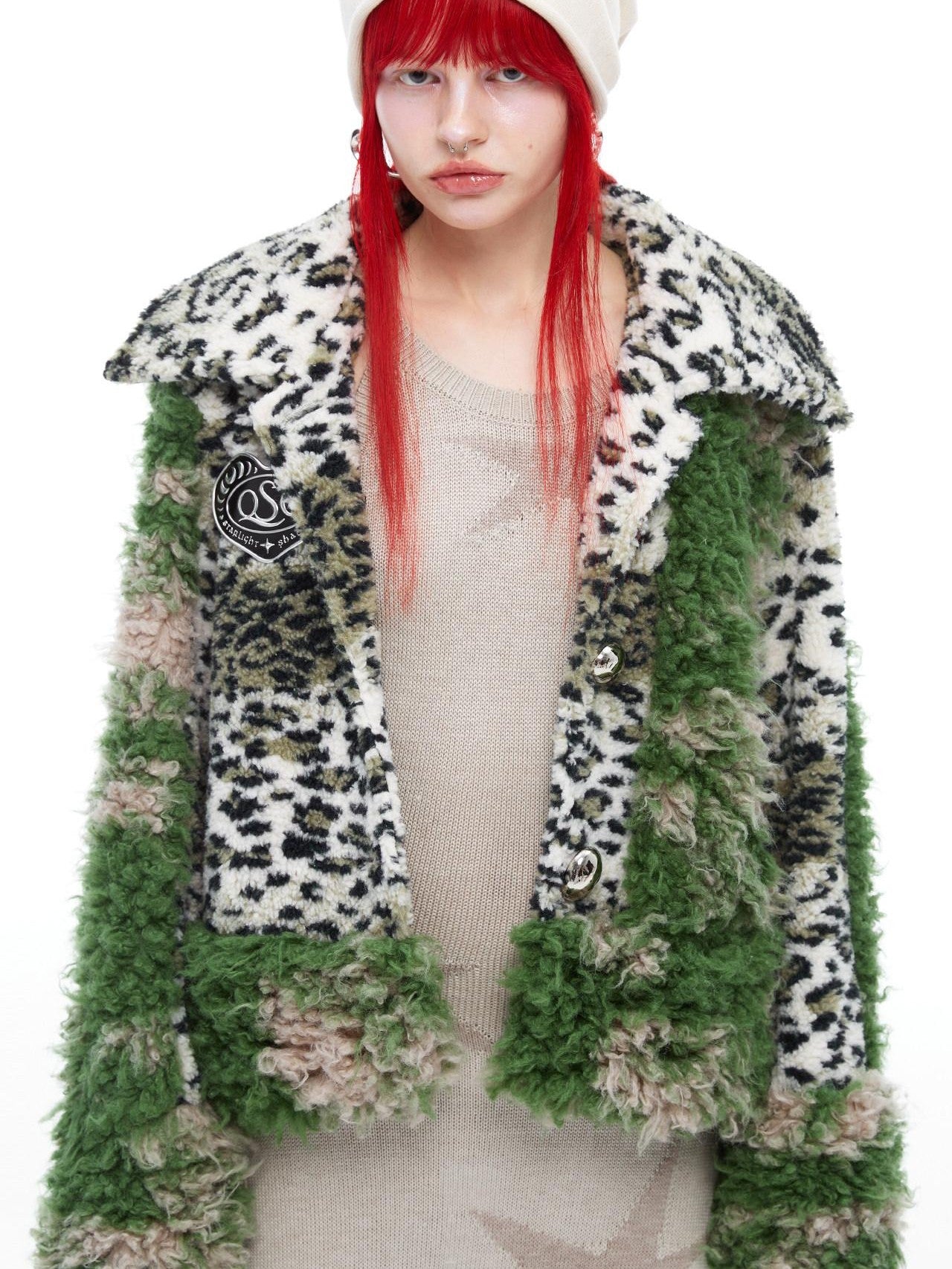 QUORRA S CHORD Moss Green Leopard Print Patchwork Women&