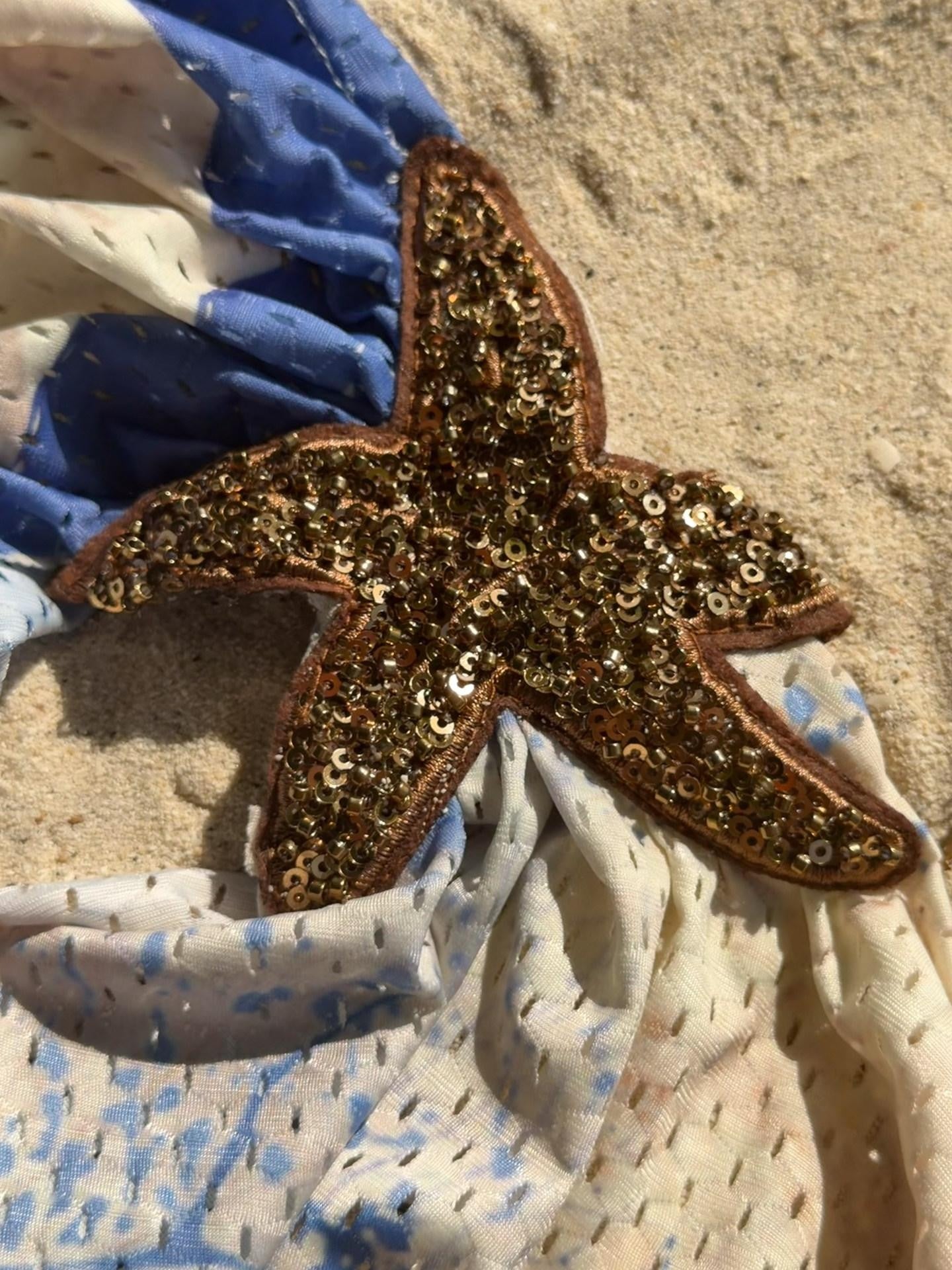 Nautical Asymmetric Off Shoulder Starfish Women&