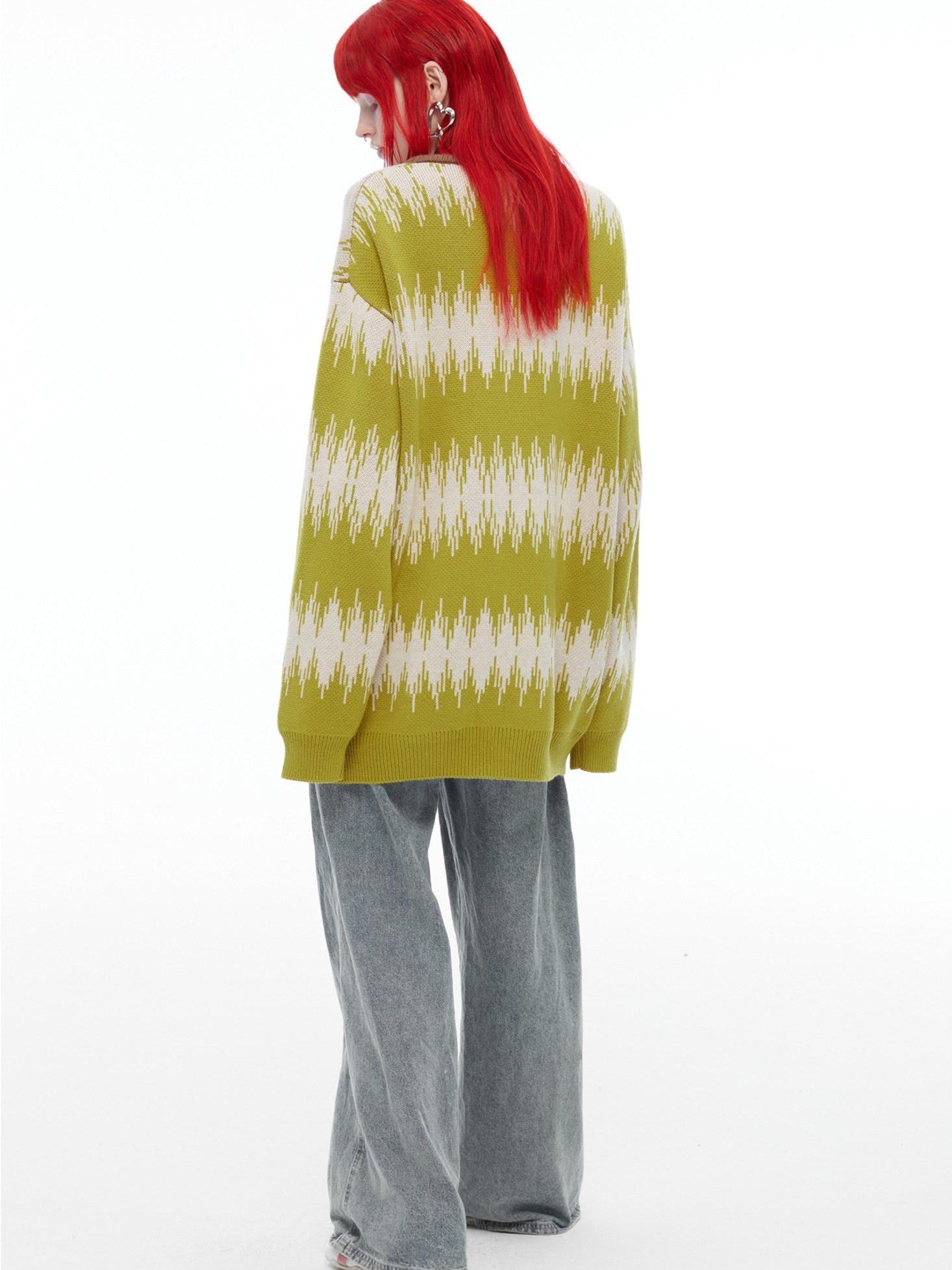 QUORRA S CHORD Oversized Jacquard Pullover Teddy With Rolled Eyes Women&