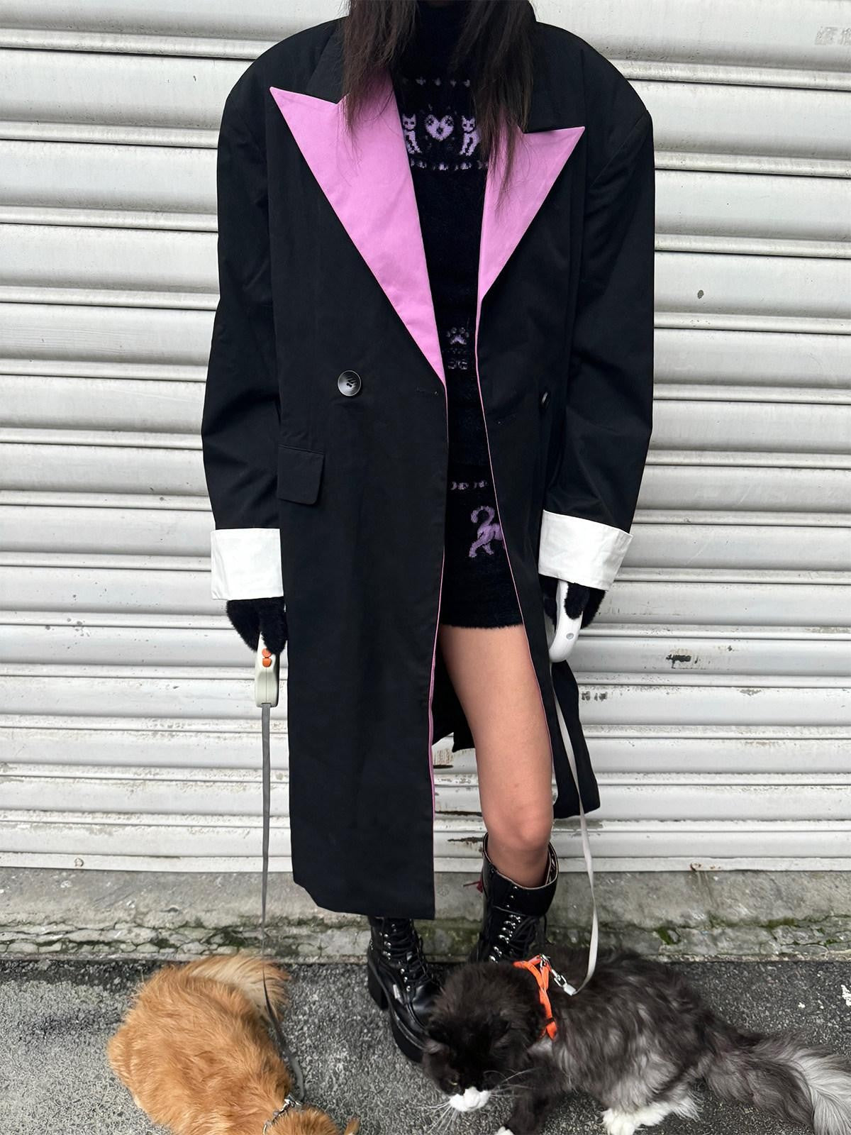 QUORRA S CHORD Pink Black Colorblock Padded Oversized Women&