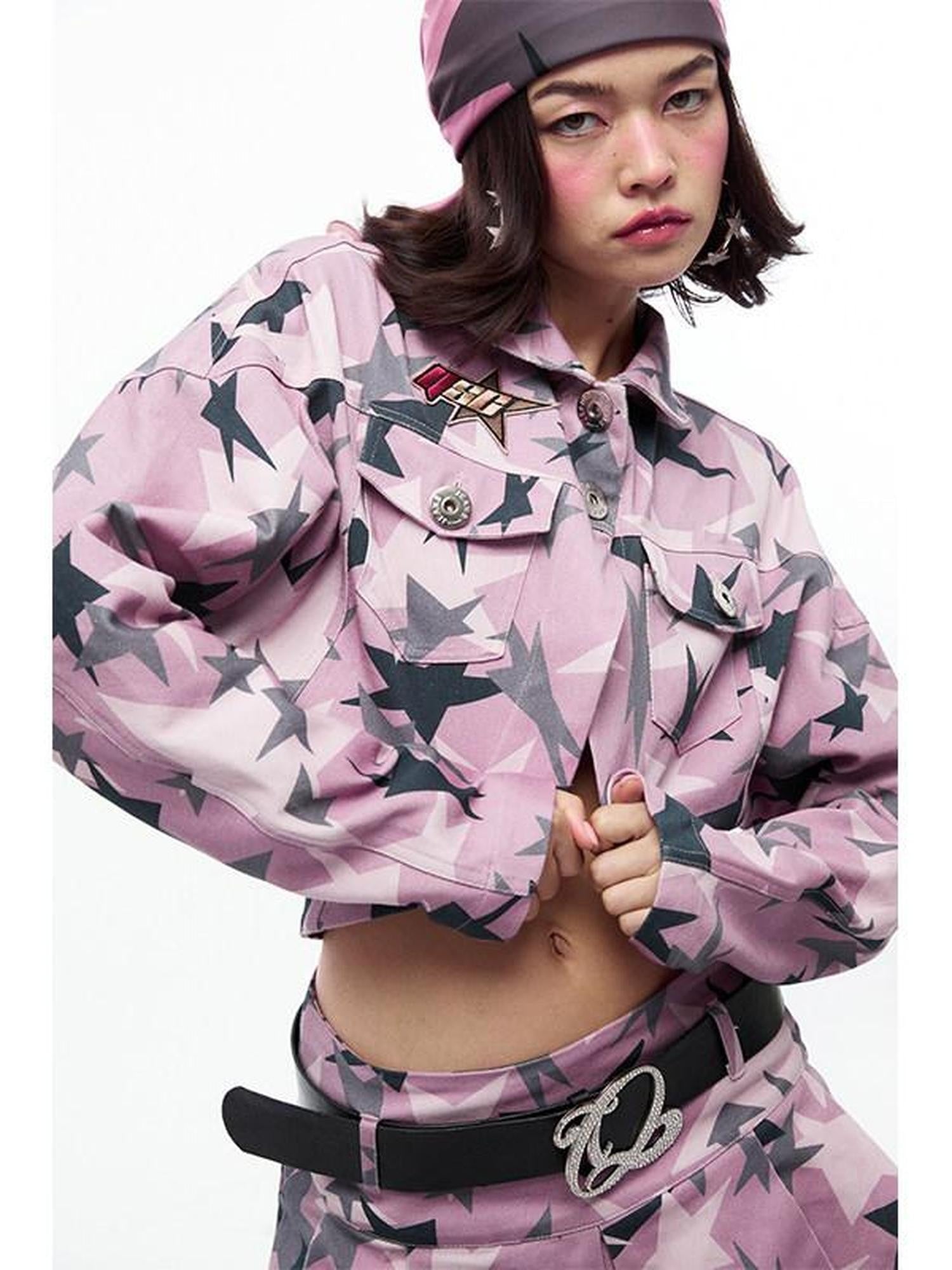 QUORRA S CHORD Pink Camouflage Star Print High Waisted Women&
