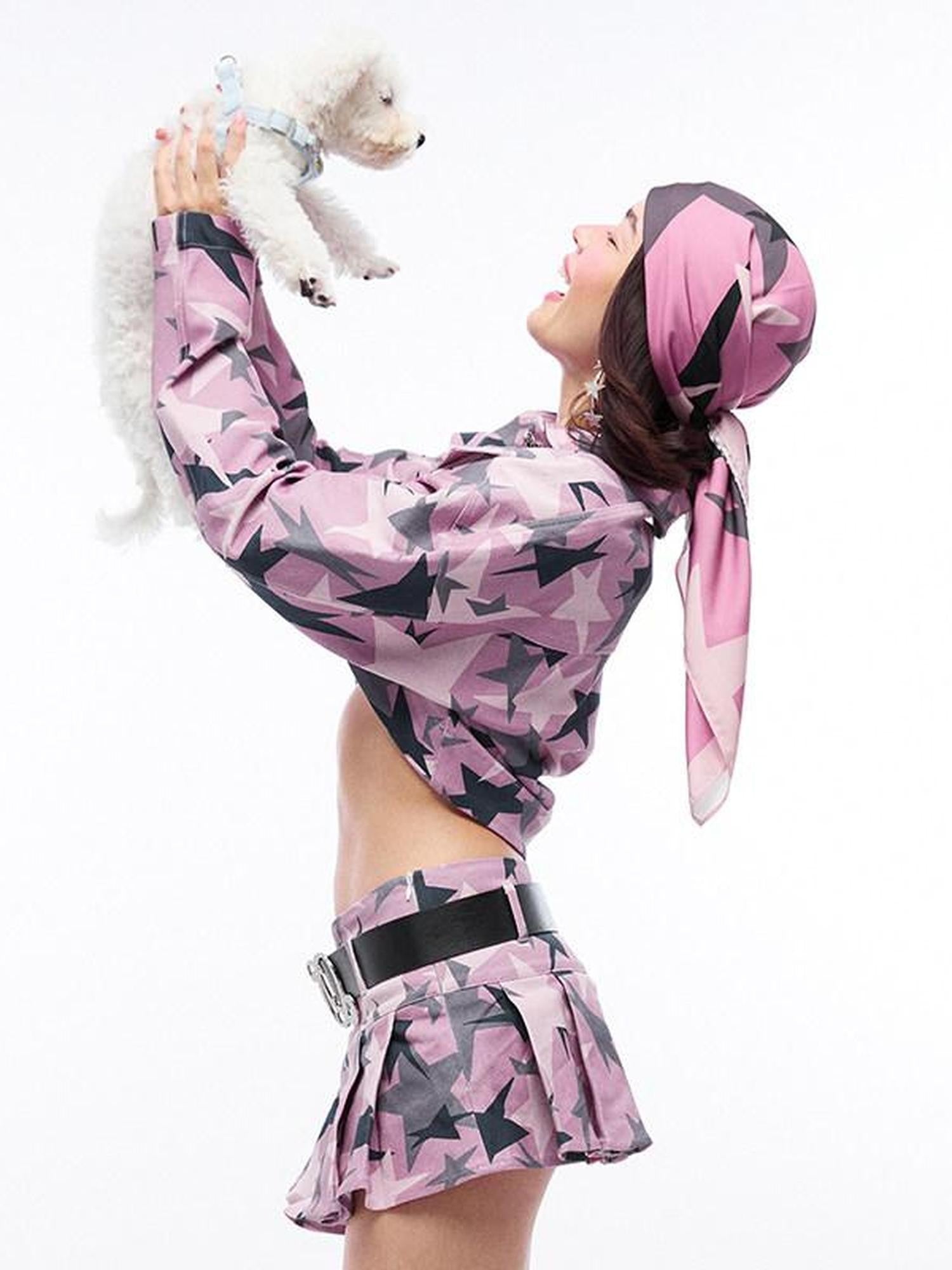 QUORRA S CHORD Pink Camouflage Star Print High Waisted Women&