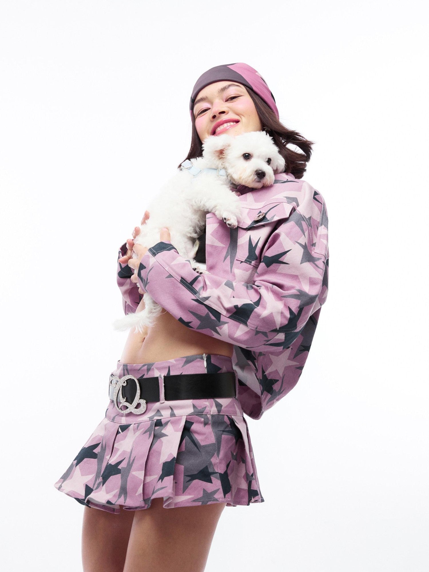 QUORRA S CHORD Pink Camouflage Star Print High Waisted Women&