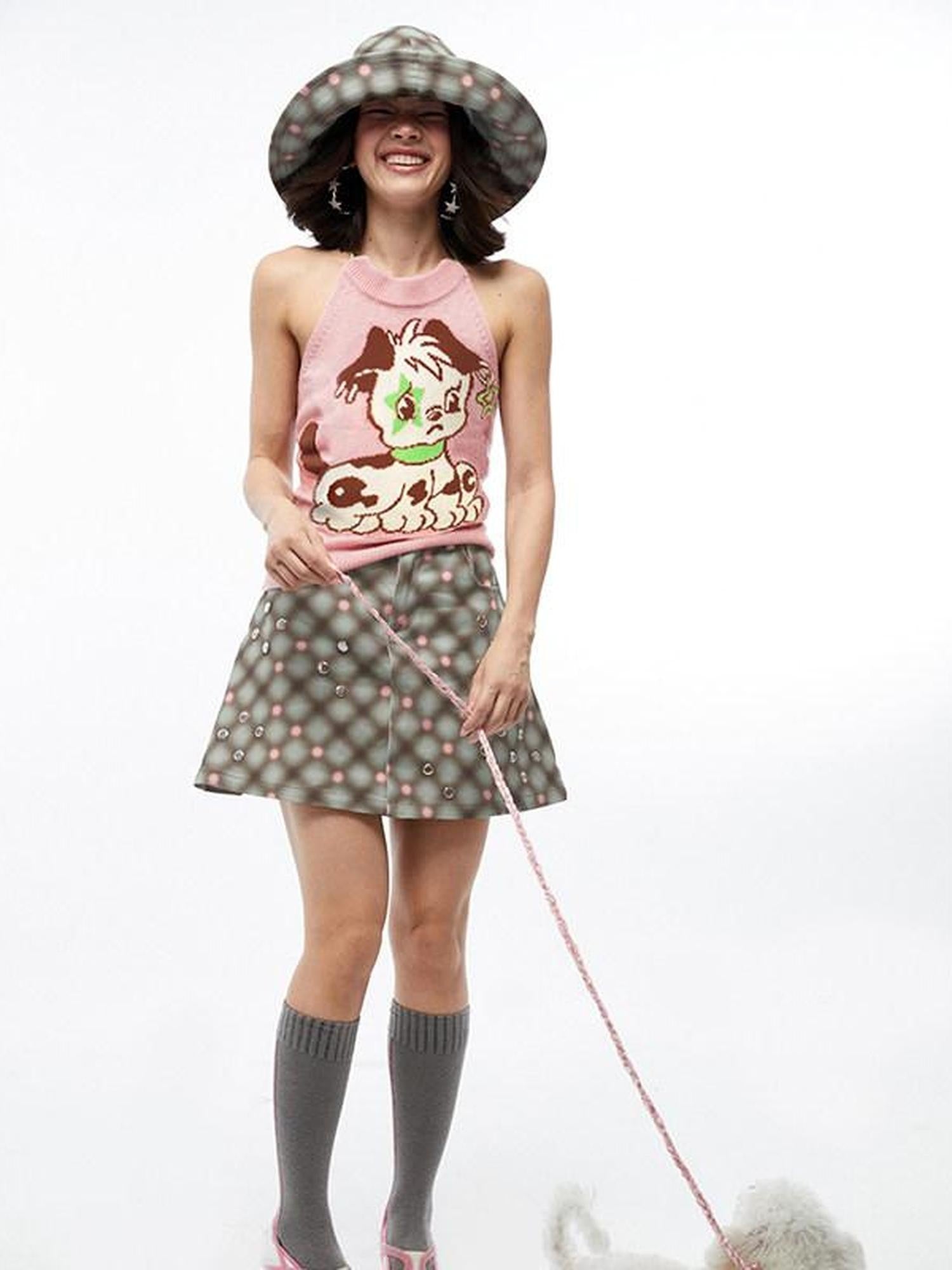 QUORRA S CHORD Pink Star Puppy Open Back Knitted Women&