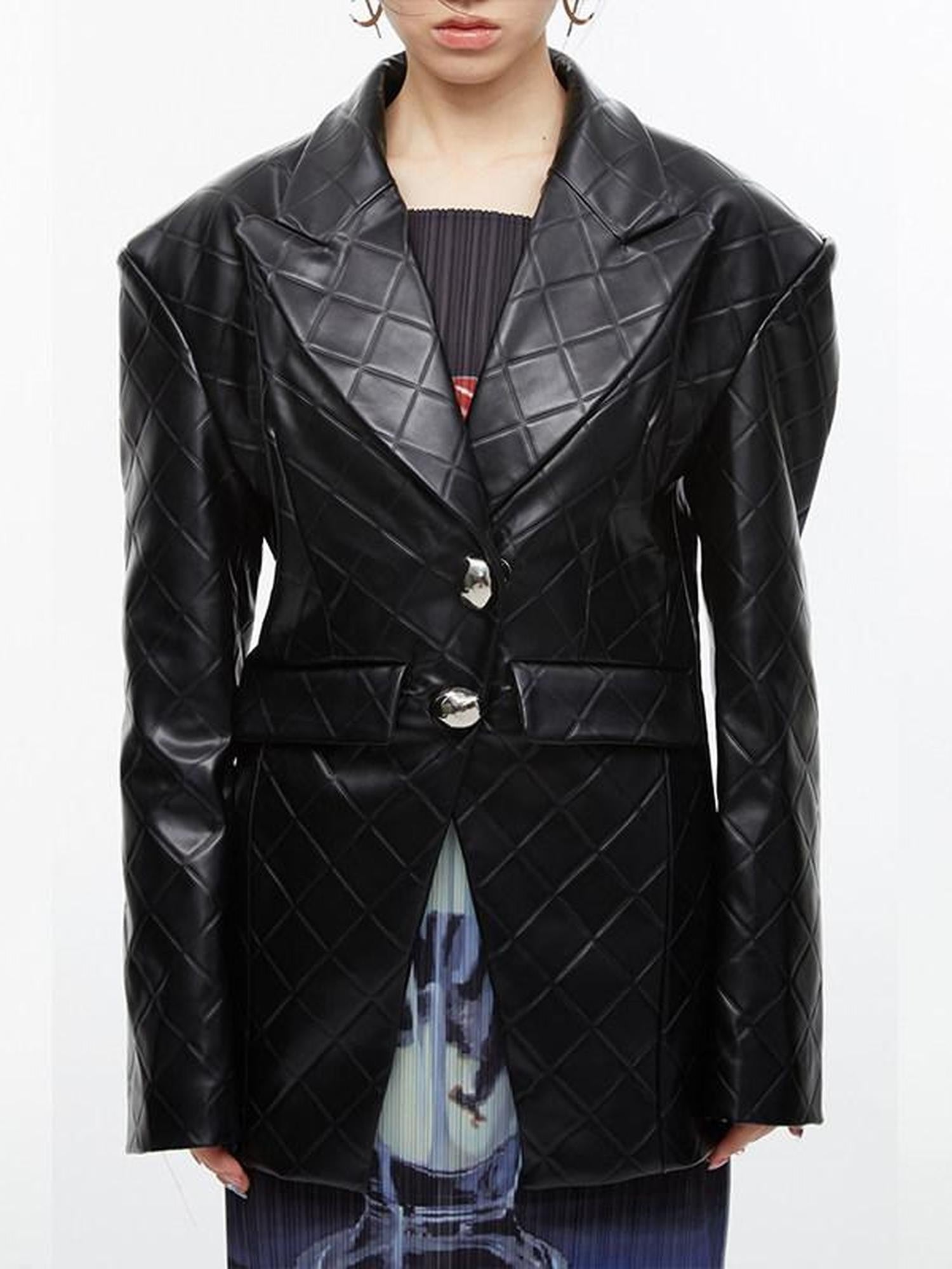 QUORRA S CHORD Plaid Jacquard Cinched Waist Vintage Tailored Women&