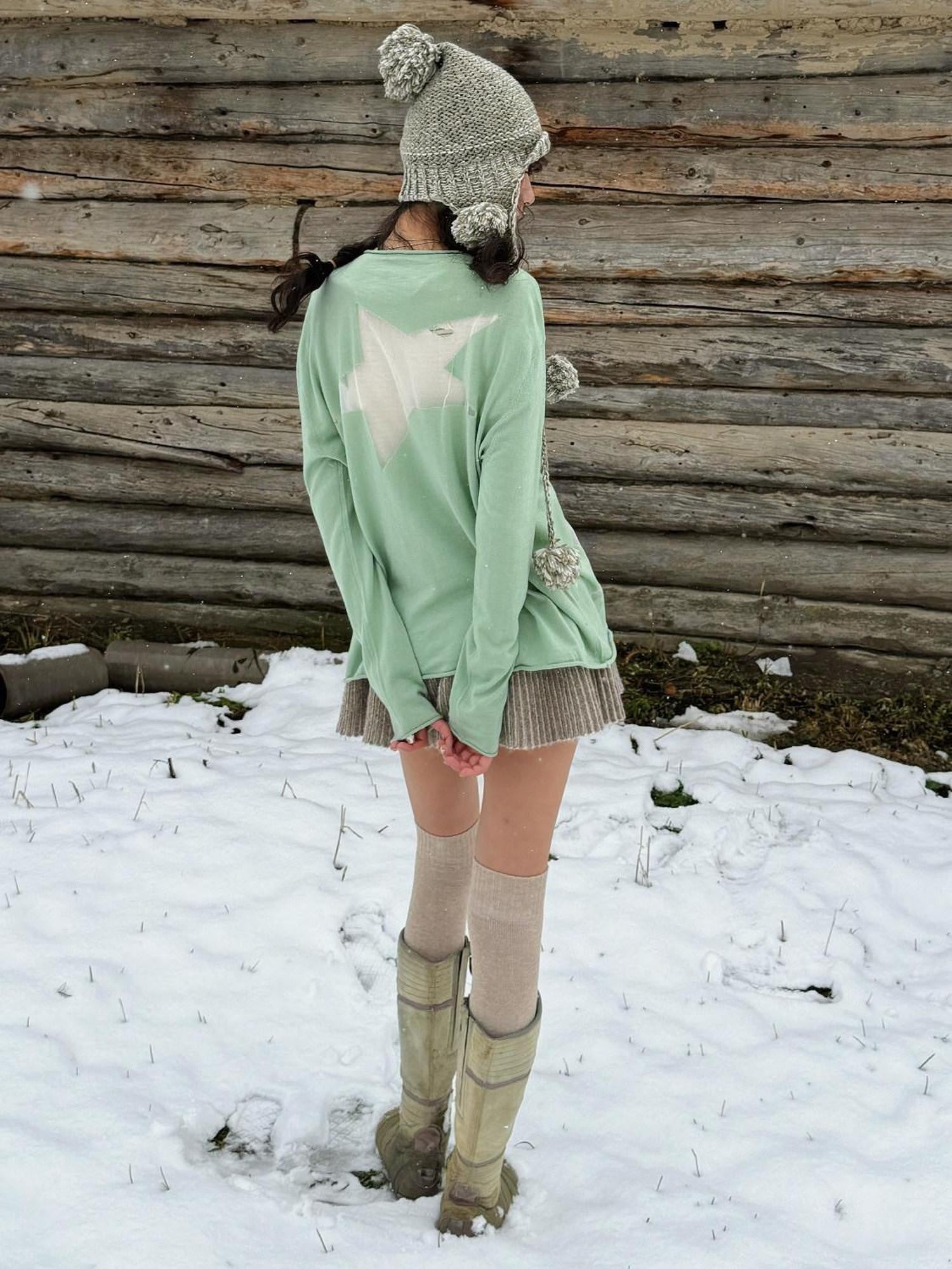 QUORRA S CHORD Sheer Star Knit Rolled Edge Women&