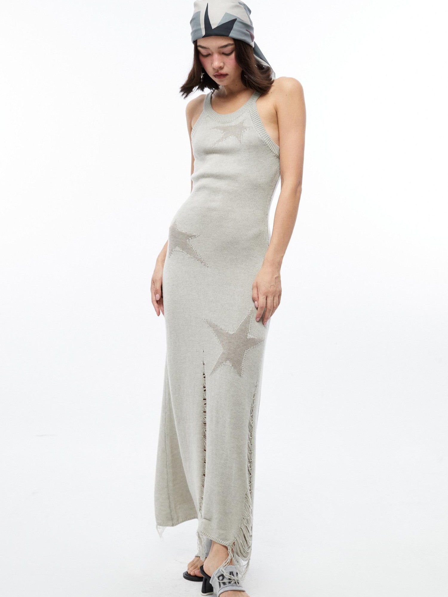 QUORRA S CHORD Star Jacquard Sleeveless Distressed Women&