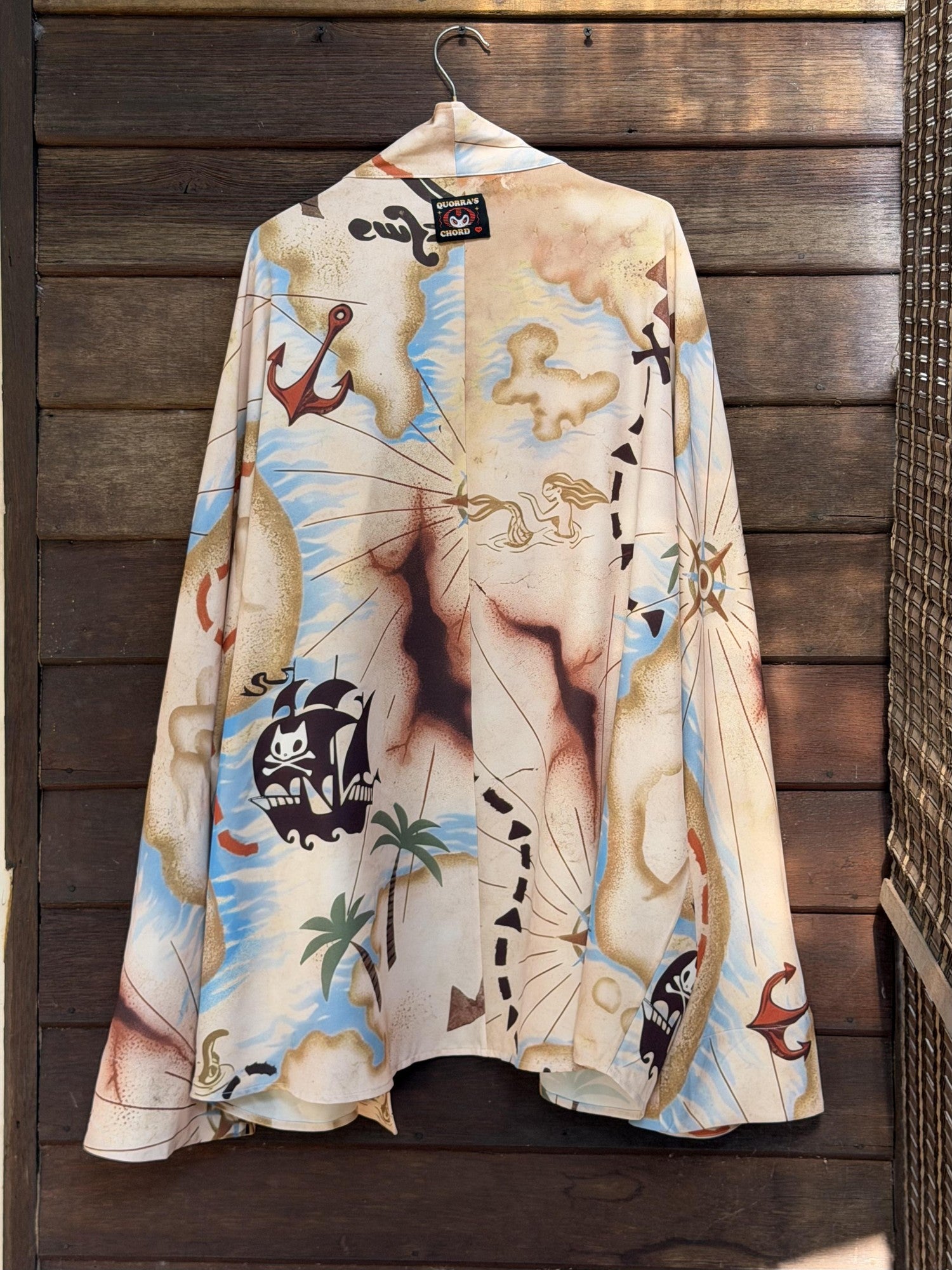 QUORRA S CHORD Treasure Map Print Pirate Cape Women&
