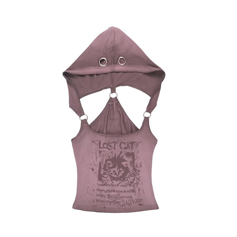 QUORRA_S_CHORD_Washed_Dusty_Pink_Punk_Distressed_Cat_Print_Hooded_Slim_Women&