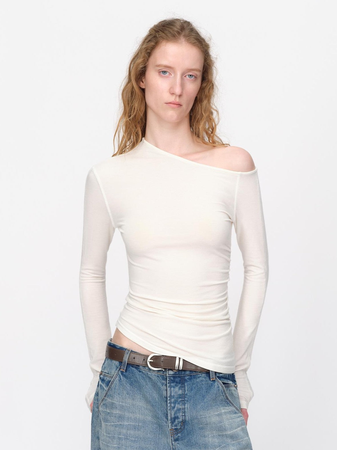 RUN TO THE FUTURE Asymmetric One Shoulder Wool Blend Women&