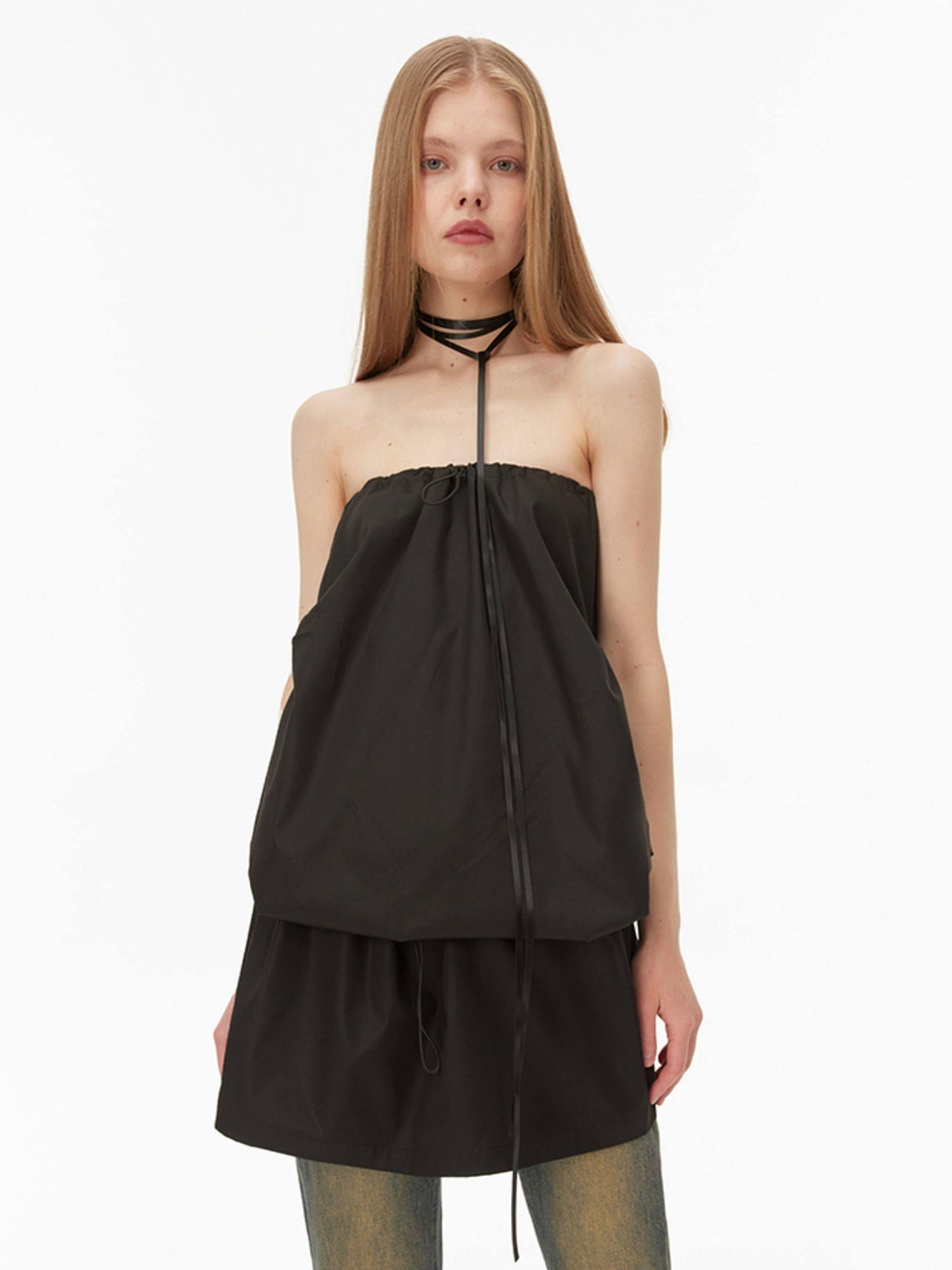RUN TO THE FUTURE Breathable Cotton Modal Korean Aline Camisole Office Black Casual Mini Dresses