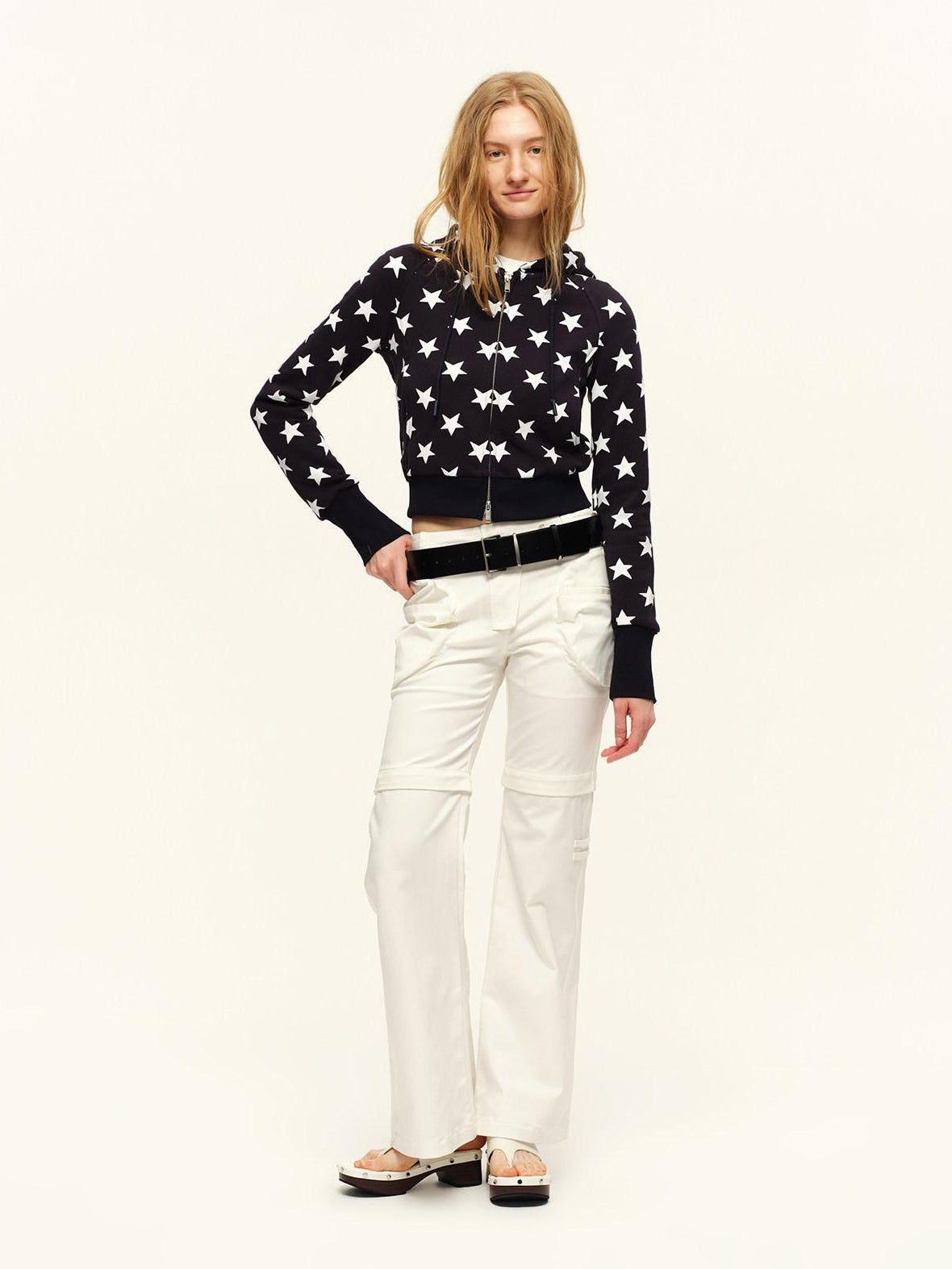 RUN TO THE FUTURE Breathable Cotton Relaxed Minimal Patchwork Unisex Sporty Printed Wide-Leg Pants