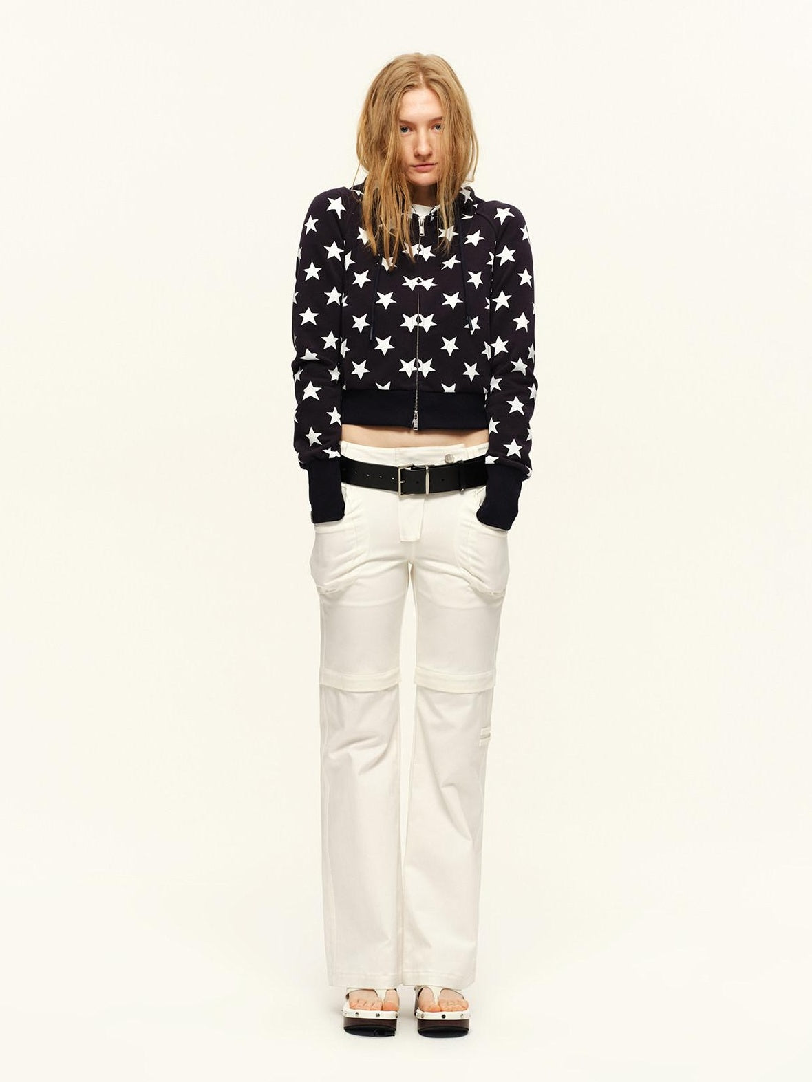RUN TO THE FUTURE Breathable Cotton Relaxed Minimal Patchwork Unisex Sporty Printed Wide-Leg Pants