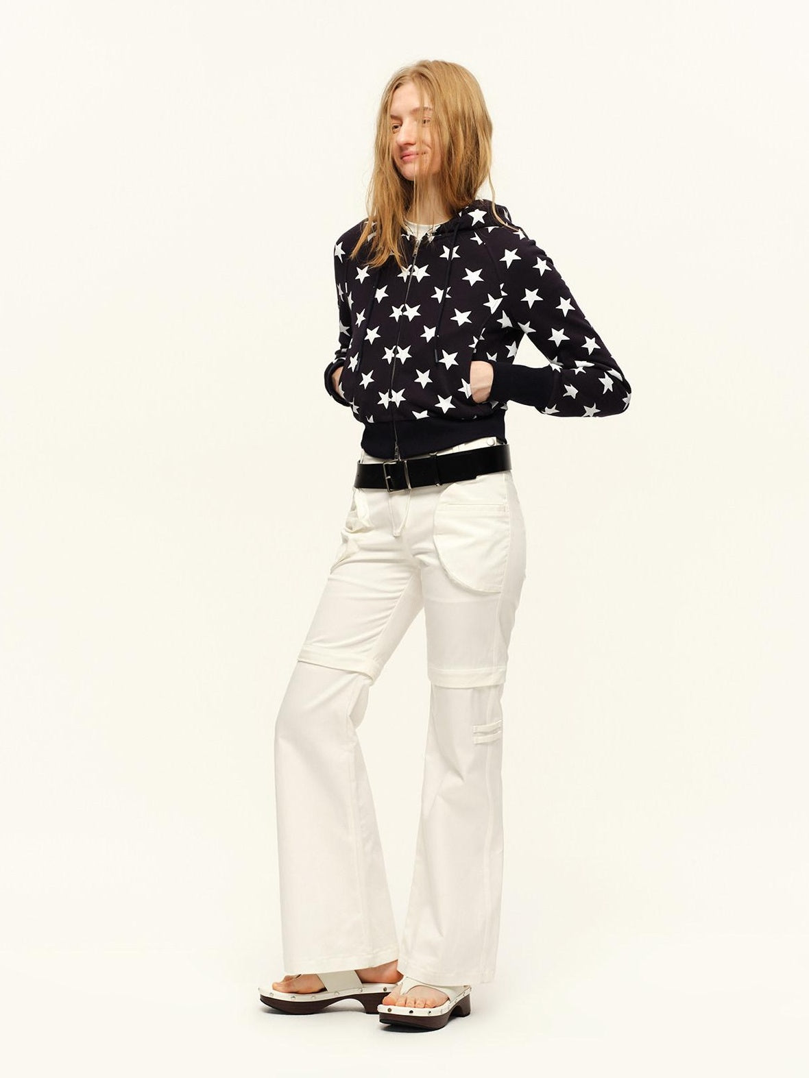 RUN TO THE FUTURE Breathable Cotton Relaxed Minimal Patchwork Unisex Sporty Printed Wide-Leg Pants