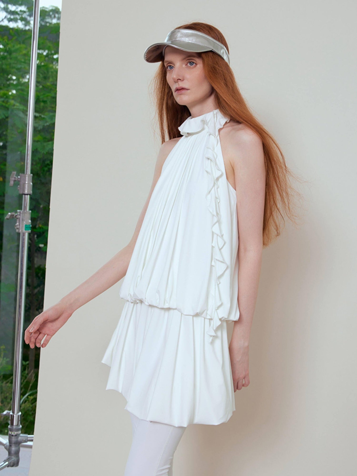RUN TO THE FUTURE Breathable Loose Halter Nylon Spandex Travel Women Ivory Lilac Camisoles