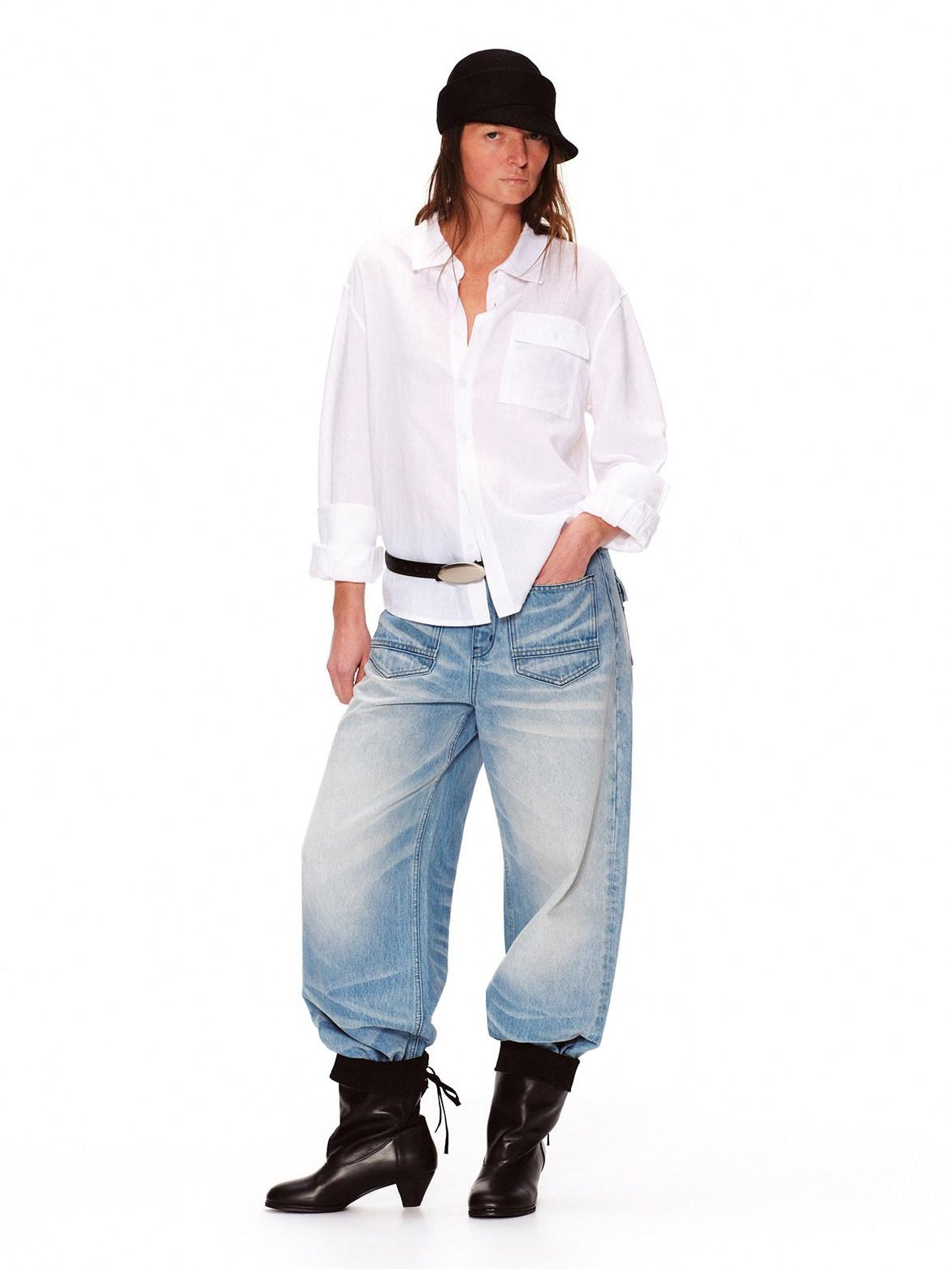 RUN TO THE FUTURE Breathable Lyocell Linen Loose Neutral Button Front Long Sleeve White Shirts