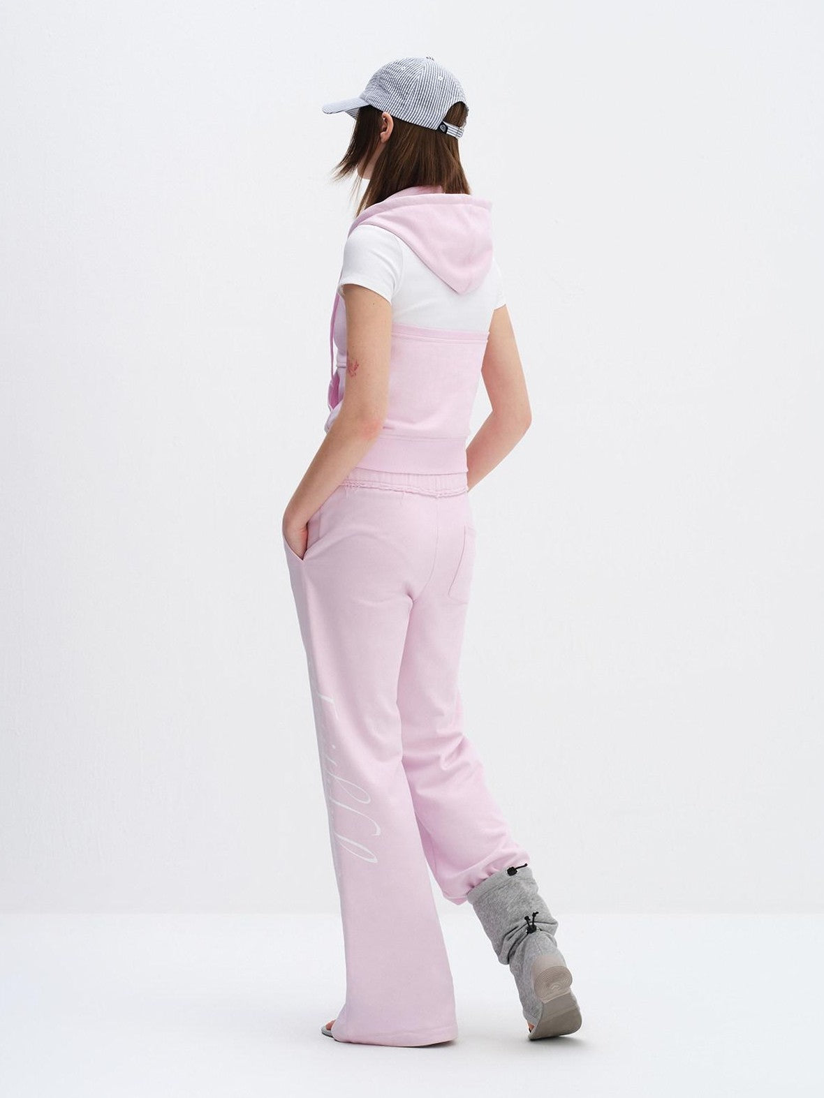 RUN TO THE FUTURE Cherry Blossom Pink Alphabet Print Midrise Micro Flare Women&