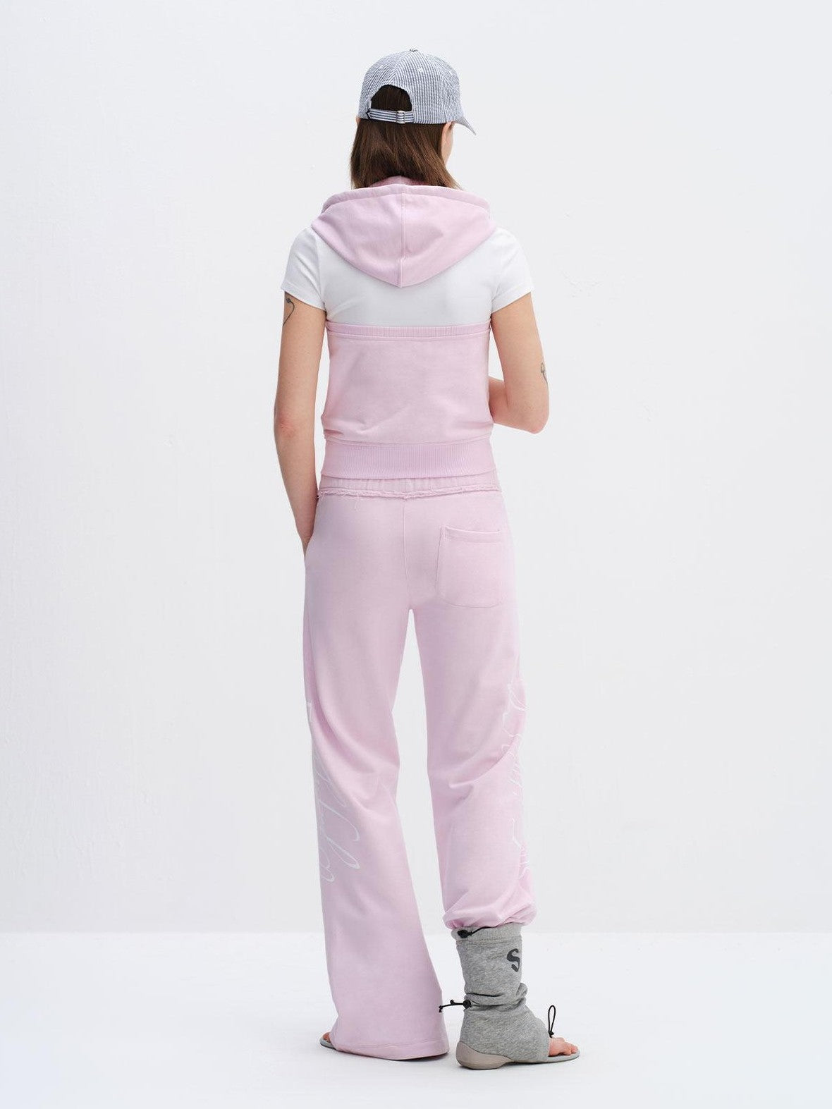 RUN TO THE FUTURE Cherry Blossom Pink Alphabet Print Midrise Micro Flare Women&