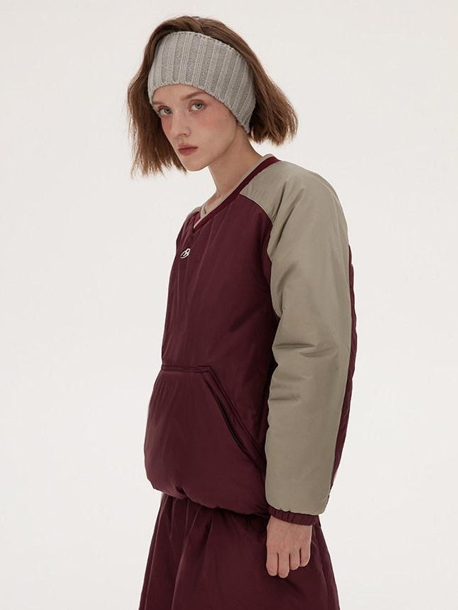 RUN TO THE FUTURE Colorblock Crewneck Loose Fit Pullover 100 Percent Nylon Long Sleeve Sweatshirts