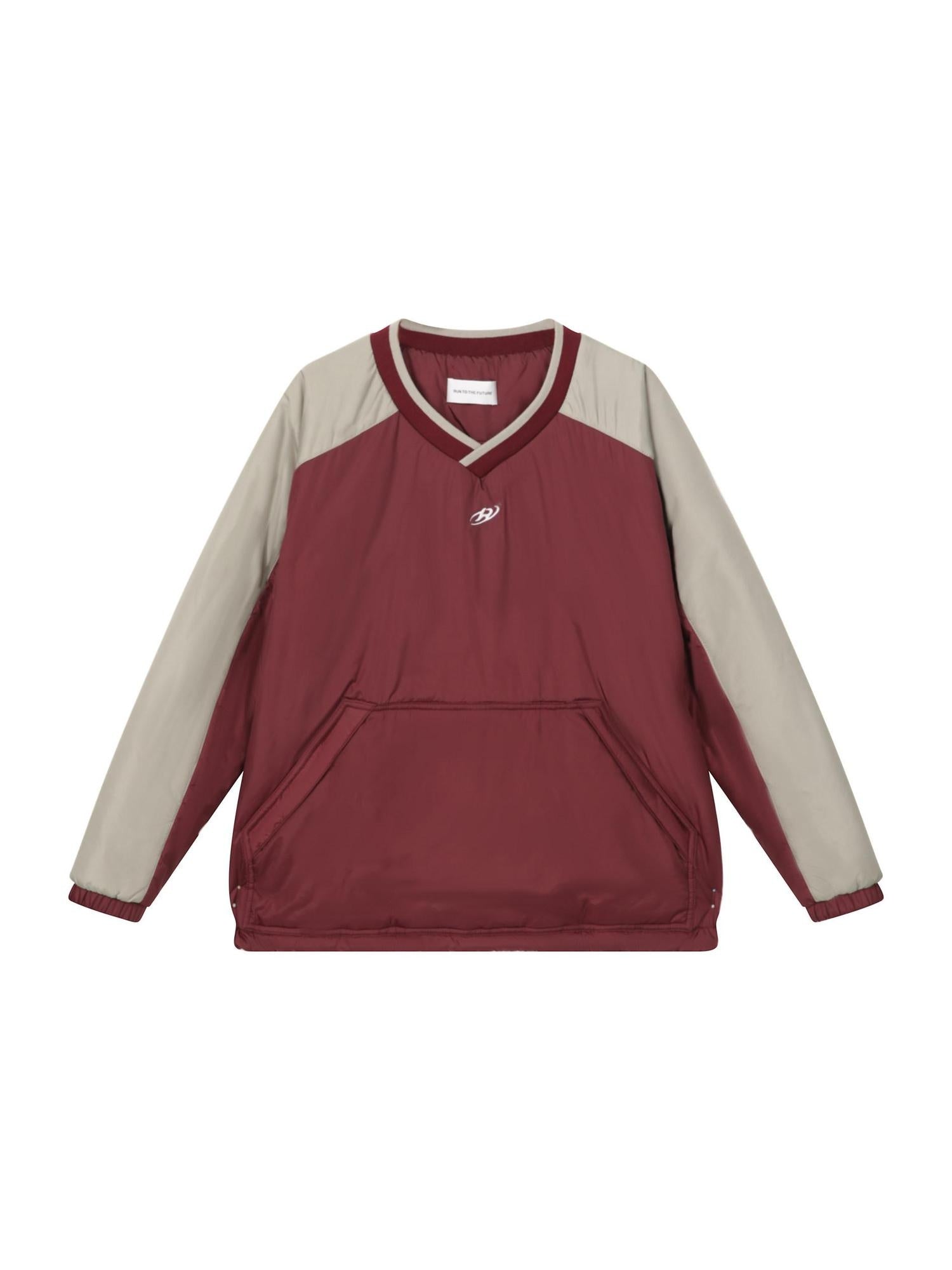 RUN TO THE FUTURE Colorblock Crewneck Loose Fit Pullover 100 Percent Nylon Long Sleeve Sweatshirts