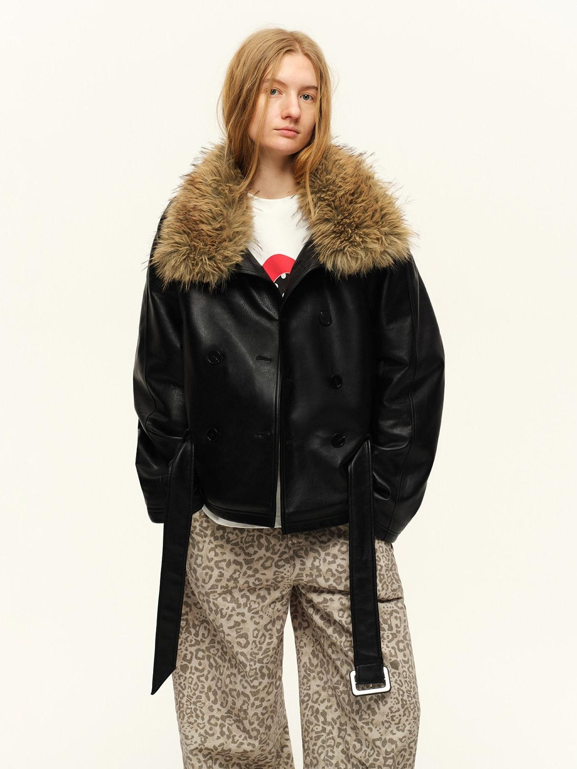 RUN TO THE FUTURE Cotton Filled Fur Collar Commuter Straight Fit Classic Black Puffer Jackets