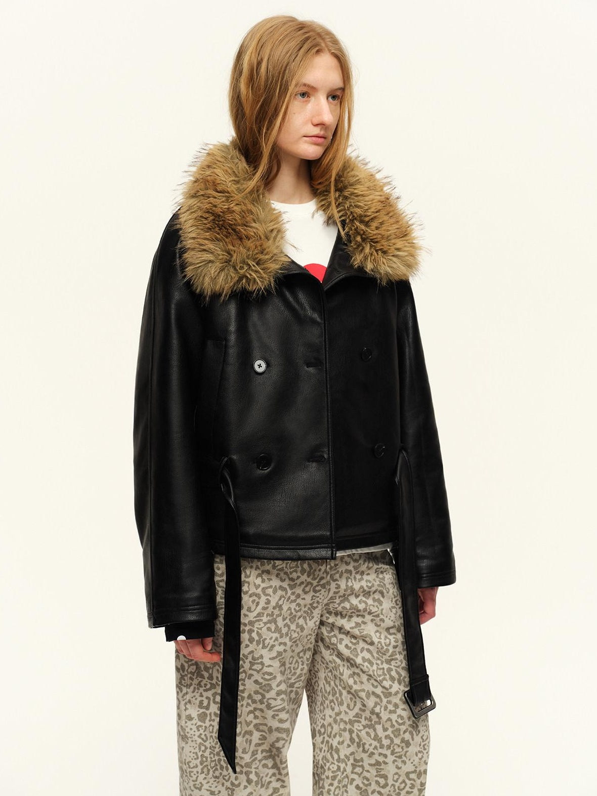 RUN TO THE FUTURE Cotton Filled Fur Collar Commuter Straight Fit Classic Black Puffer Jackets
