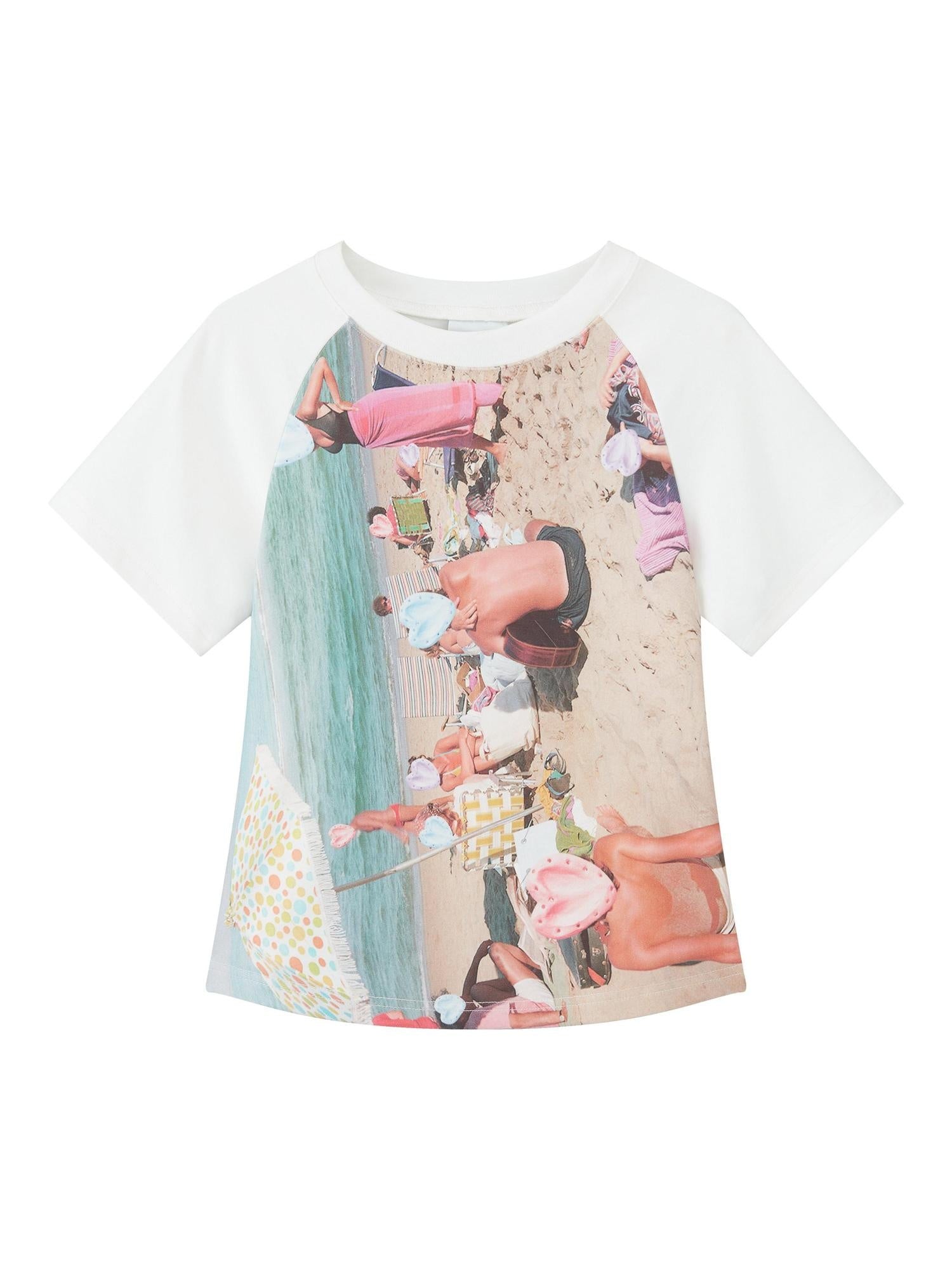 RUN TO THE FUTURE Cotton Stretch Slim Fit Printed Crew Neck Vintage Graphic Tee Crop Tops