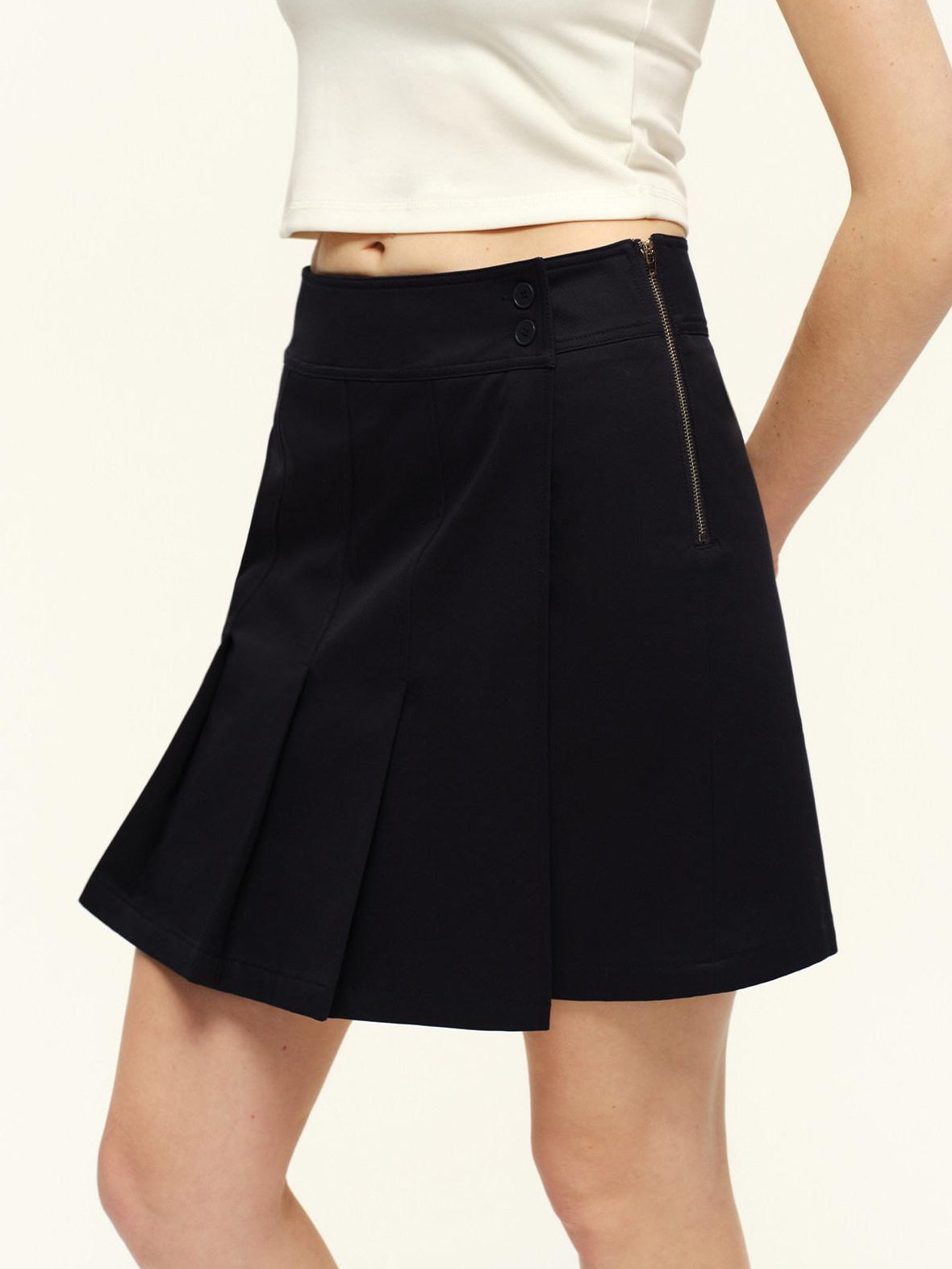 RUN TO THE FUTURE Cropped Contrast Zip Cardigan Long Sleeve Casual Mid Waist Top & Skirt Sets