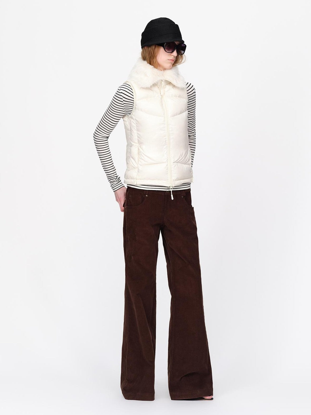 RUN TO THE FUTURE Detachable Faux Fur Trim Lightweight Slim Fit Women&