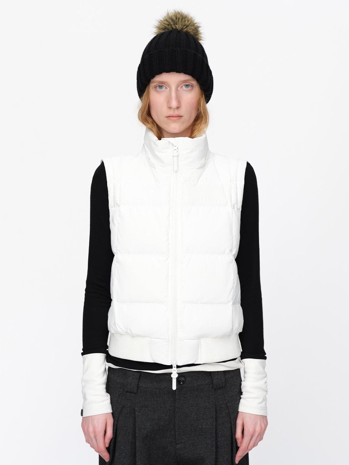 RUN TO THE FUTURE Detachable Sleeves Hooded 90 White Duck Down Quilted Women&