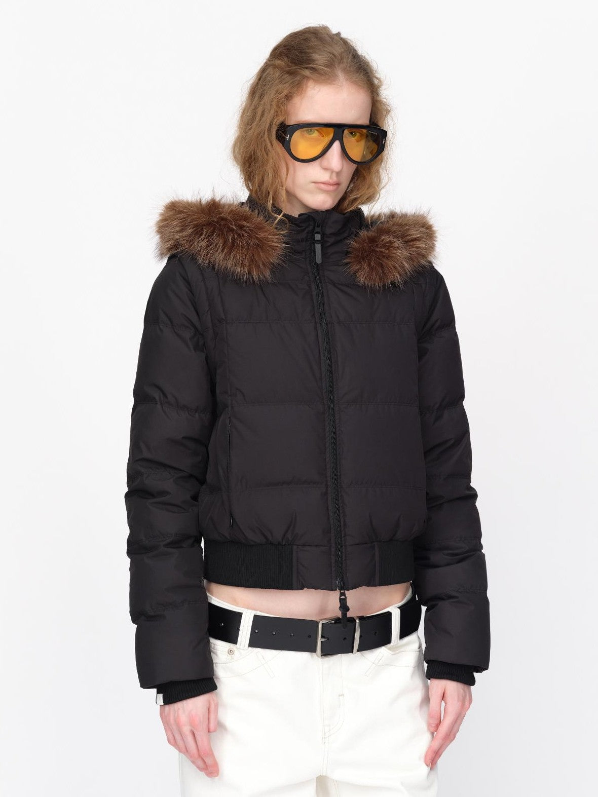 RUN TO THE FUTURE Detachable Sleeves Hooded 90 White Duck Down Quilted Women&