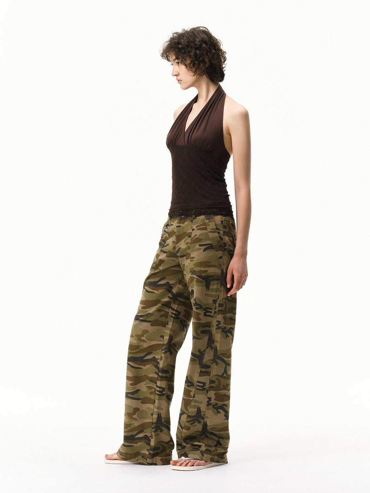 RUN TO THE FUTURE Floral Lace Spliced Crossover V-neck Women&