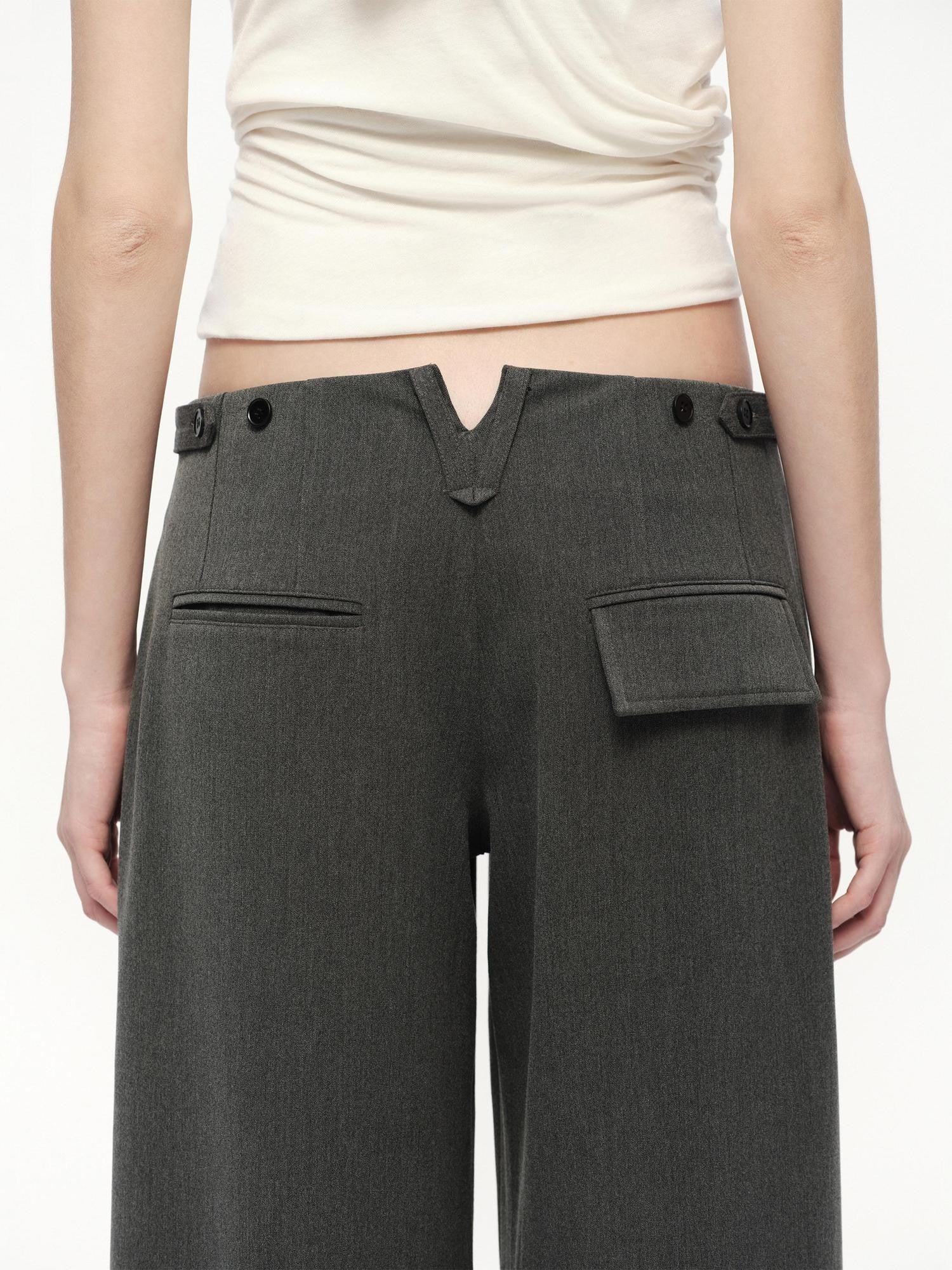 RUN TO THE FUTURE Gray No Waistband Mid Low Rise Tailored Drape Women&