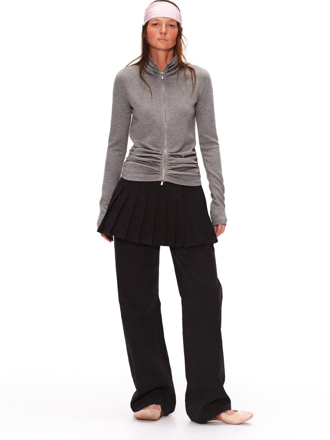 RUN TO THE FUTURE High Stretch Slim Ruched Zip Up Casual Raglan Stand Collar Women Hoodies