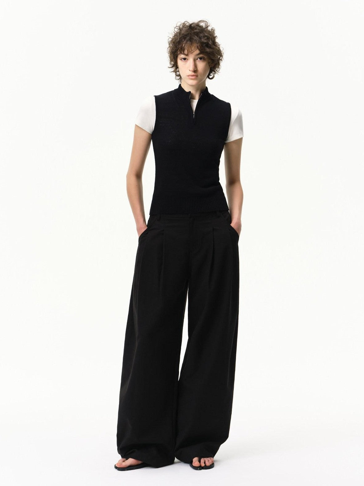 RUN TO THE FUTURE Khaki Vintage Pleated Women&