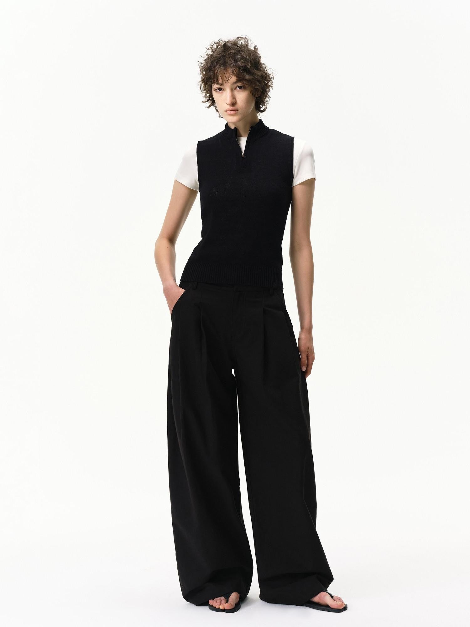 RUN TO THE FUTURE Khaki Vintage Pleated Women&