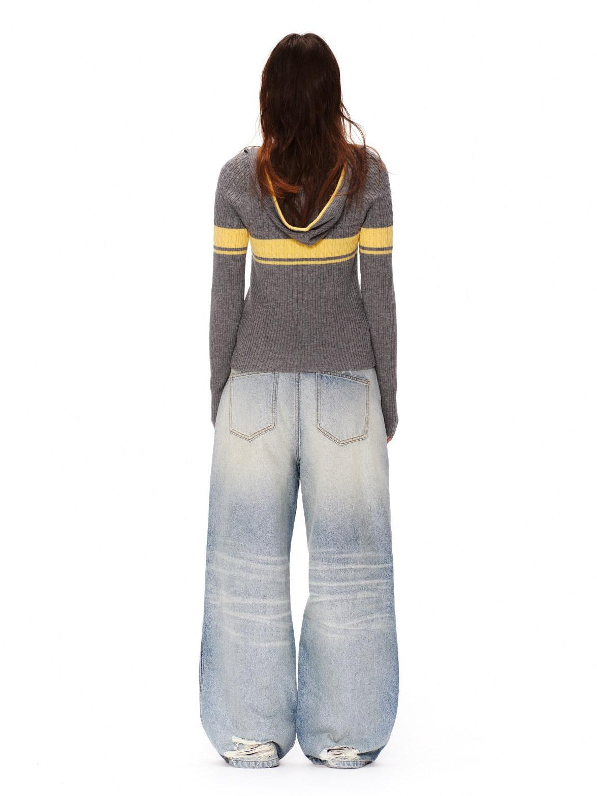 RUN TO THE FUTURE Light Wash Ripped Casual Loose Natural Waist Unisex Cotton Straight Jeans
