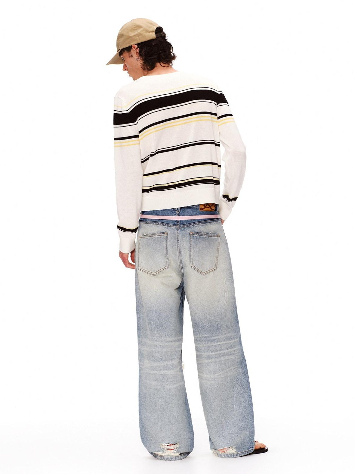 RUN TO THE FUTURE Light Wash Ripped Casual Loose Natural Waist Unisex Cotton Straight Jeans