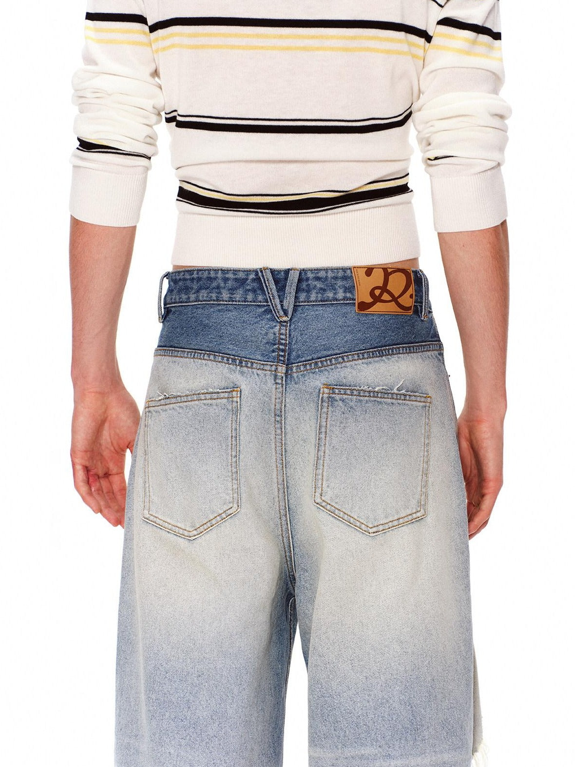 RUN TO THE FUTURE Light Wash Ripped Casual Loose Natural Waist Unisex Cotton Straight Jeans