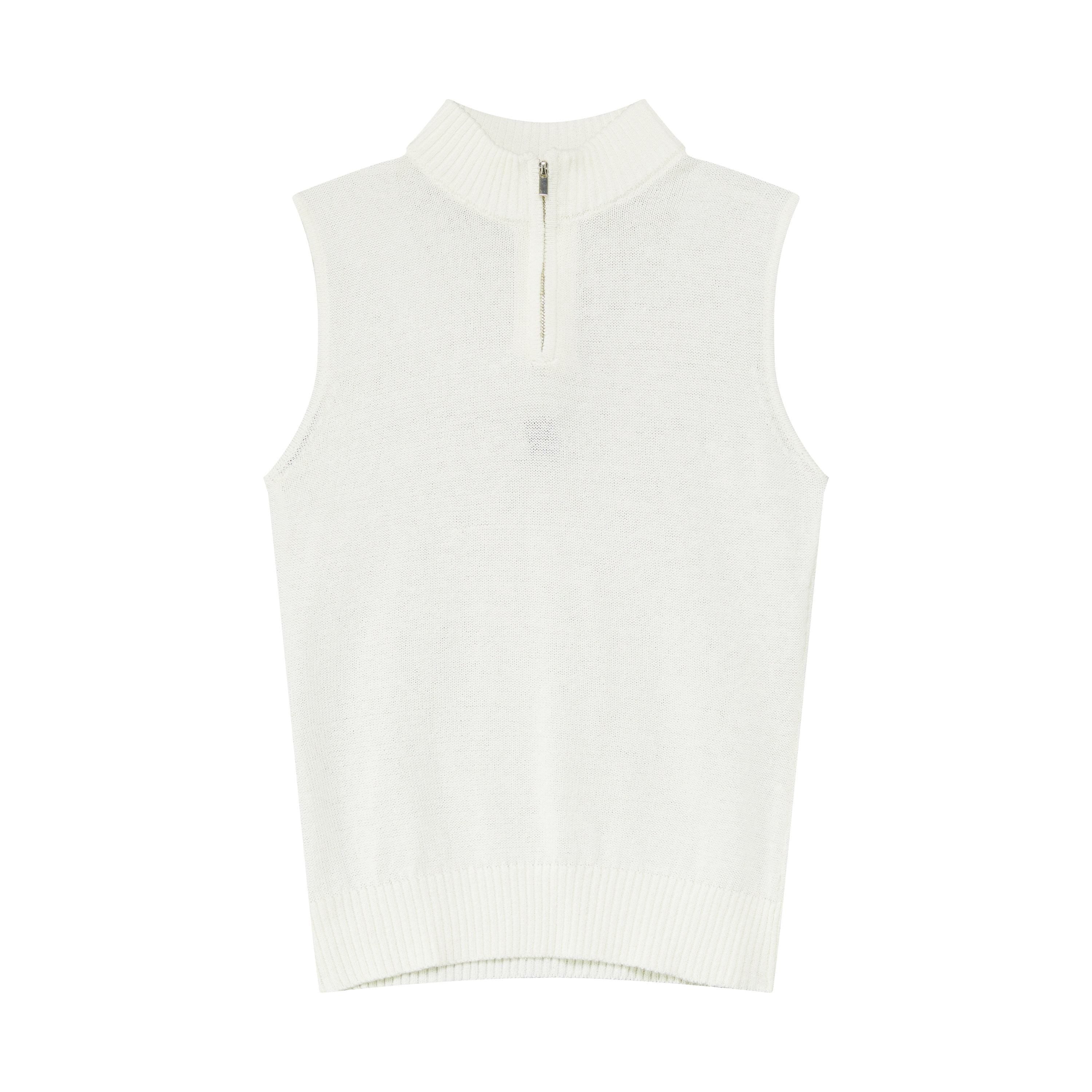 RUN_TO_THE_FUTURE_Linen_Knit_Mock_Neck_Racerback_Slimming_Women&