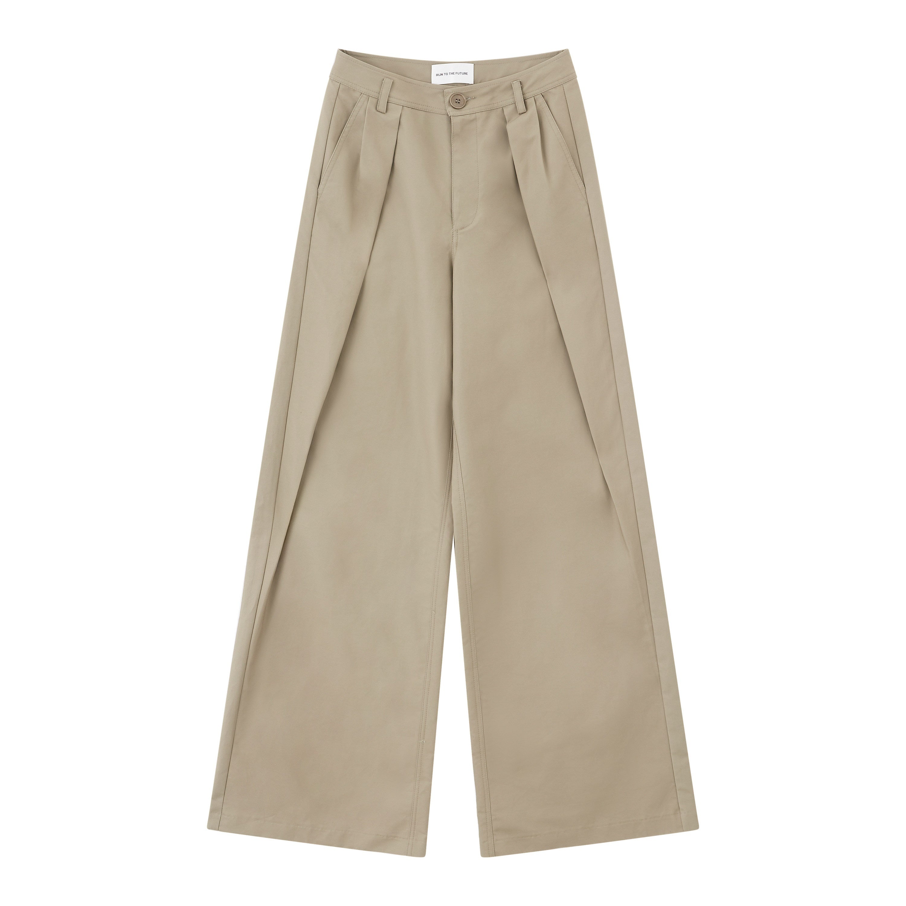RUN TO THE FUTURE Minimalist Pleated Natural Waist Cotton Classic Black Wide-Leg Pants