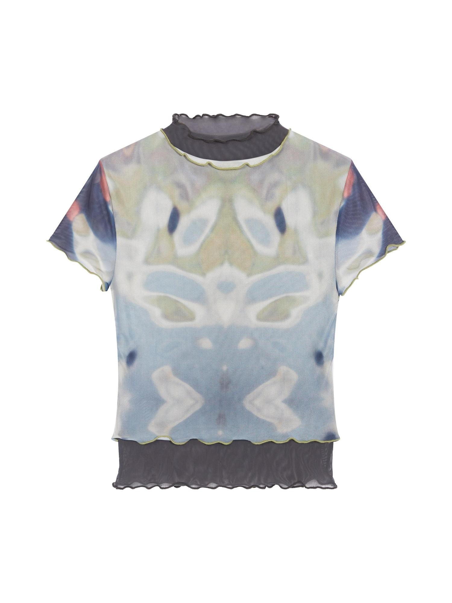 RUN TO THE FUTURE Mystic Sea Solid Stand Collar Long Sleeve Workwear Stretch Polyester Crop Tops
