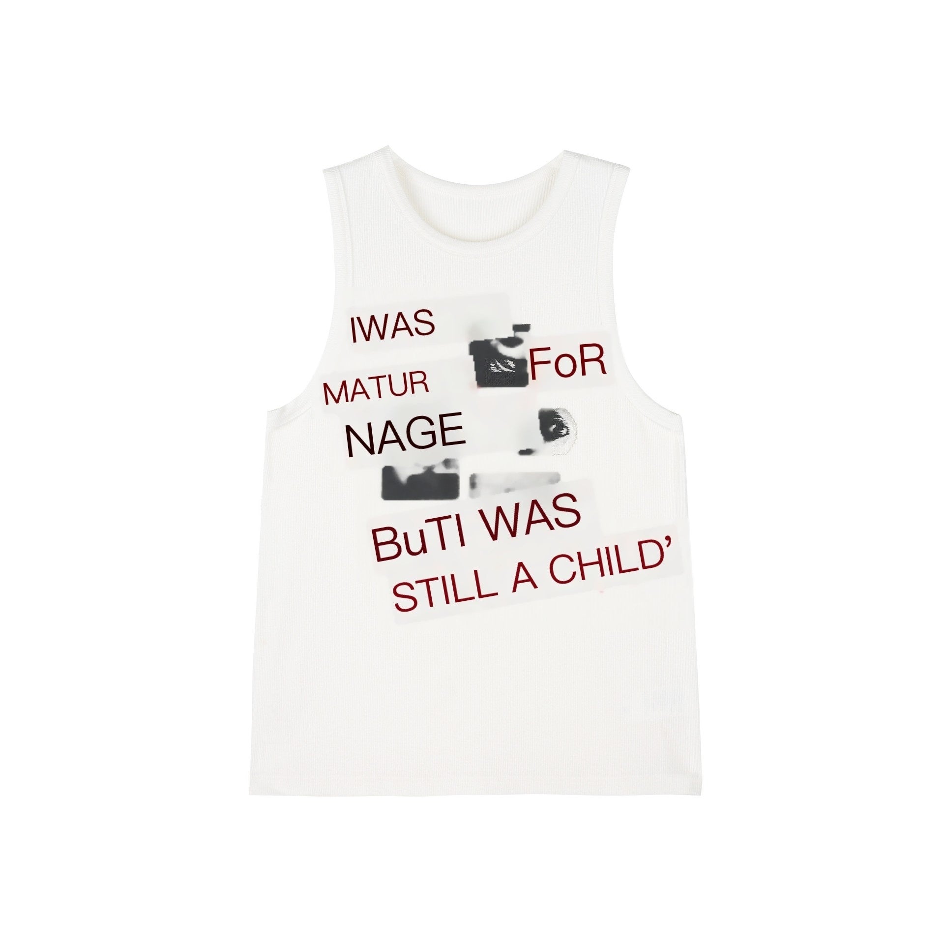 RUN TO THE FUTURE Original Loose Racerback Airy Hand Painted Off White Viscose Women Tank Tops