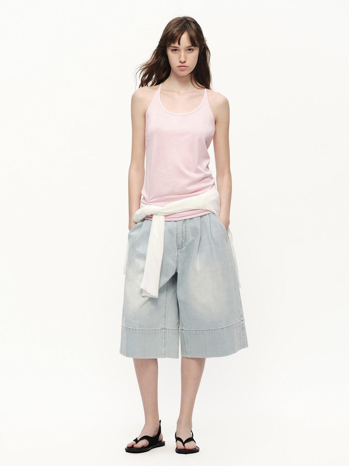 RUN TO THE FUTURE Pink Shirred U Neck Backless Slim Long Women&